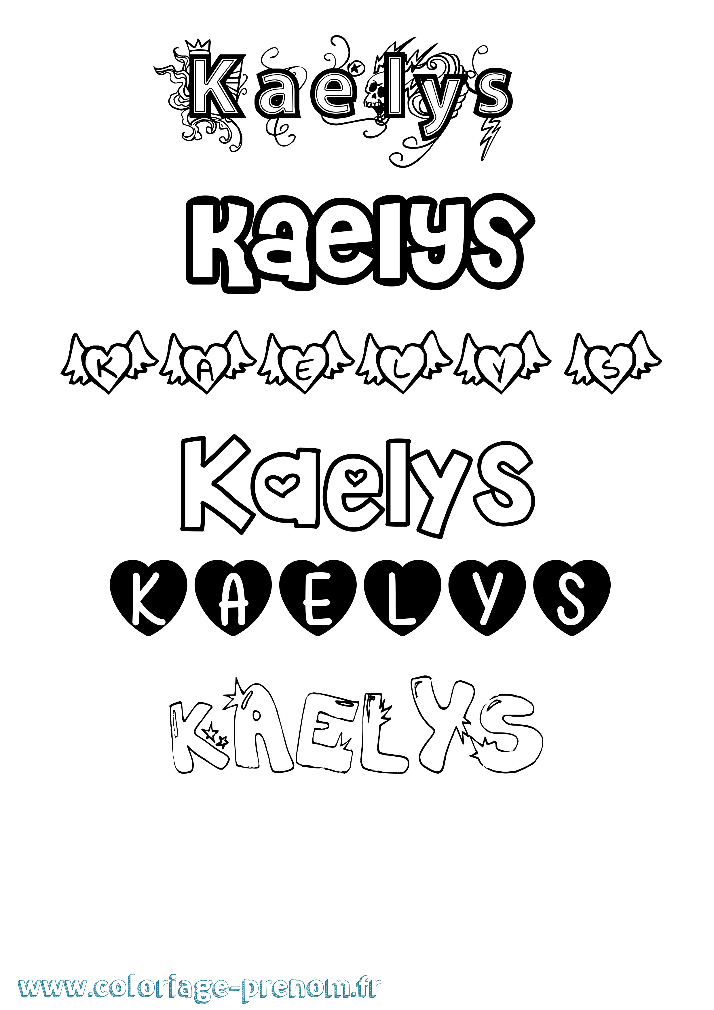 Coloriage prénom Kaelys Girly