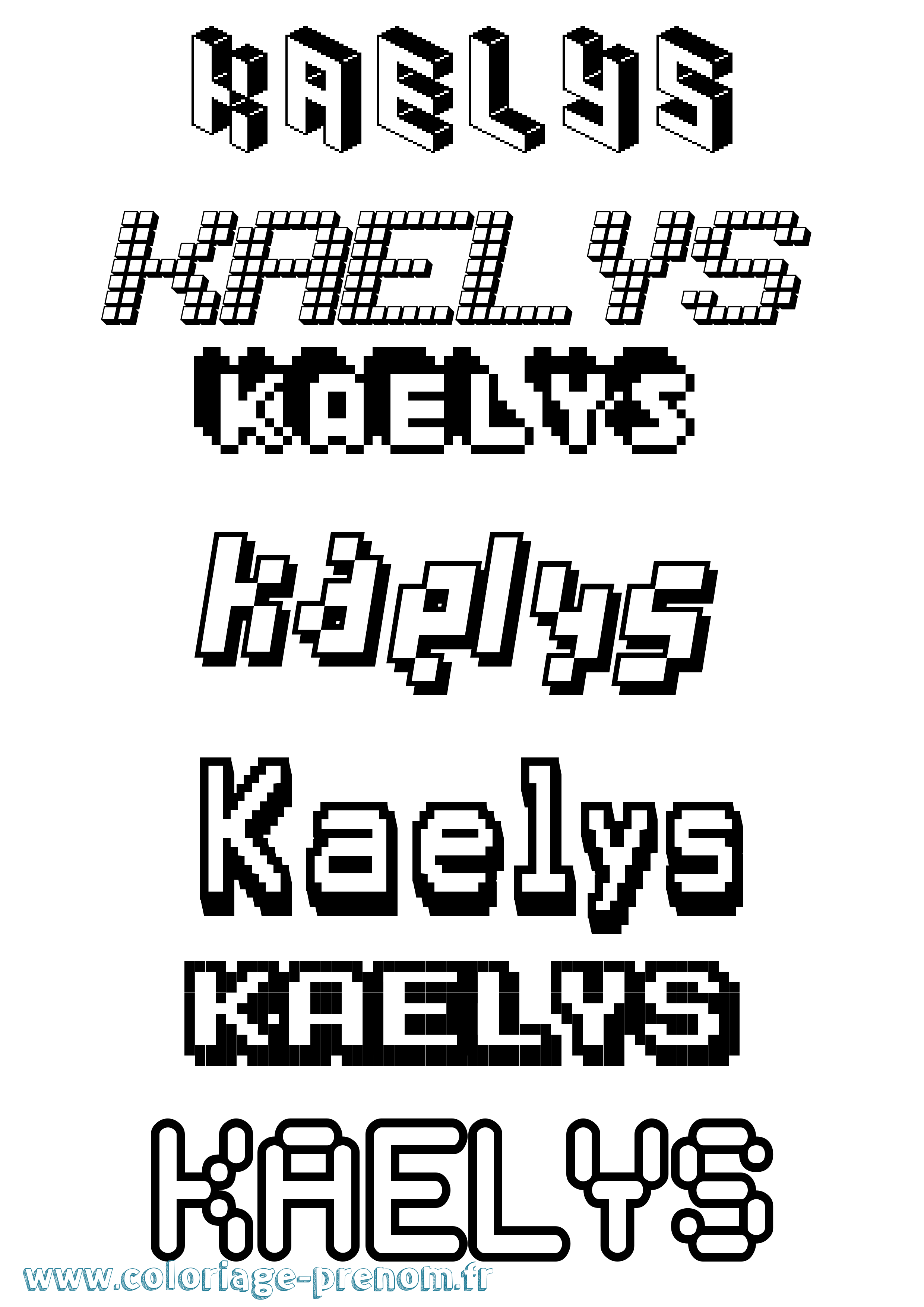 Coloriage prénom Kaelys Pixel
