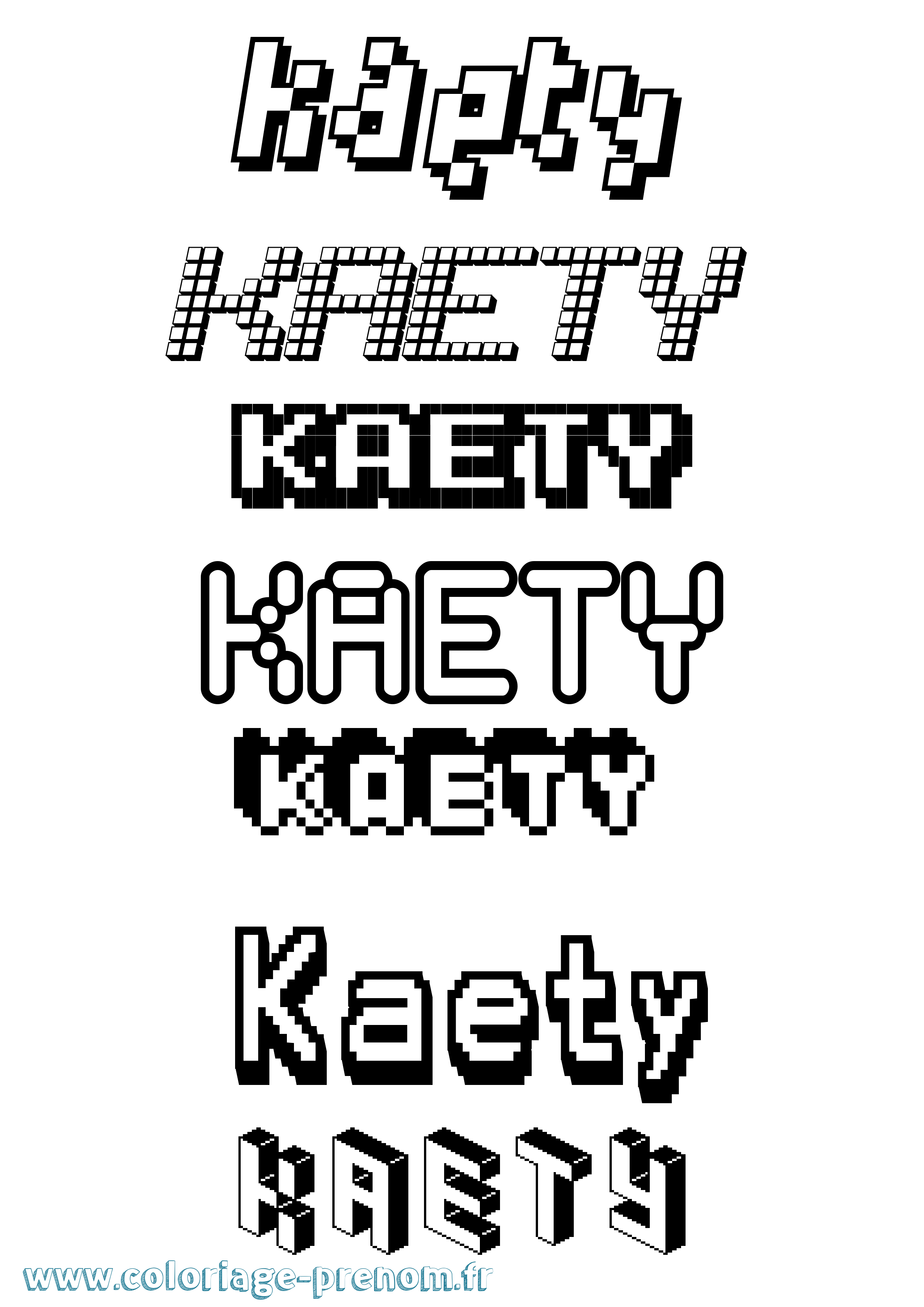 Coloriage prénom Kaety Pixel