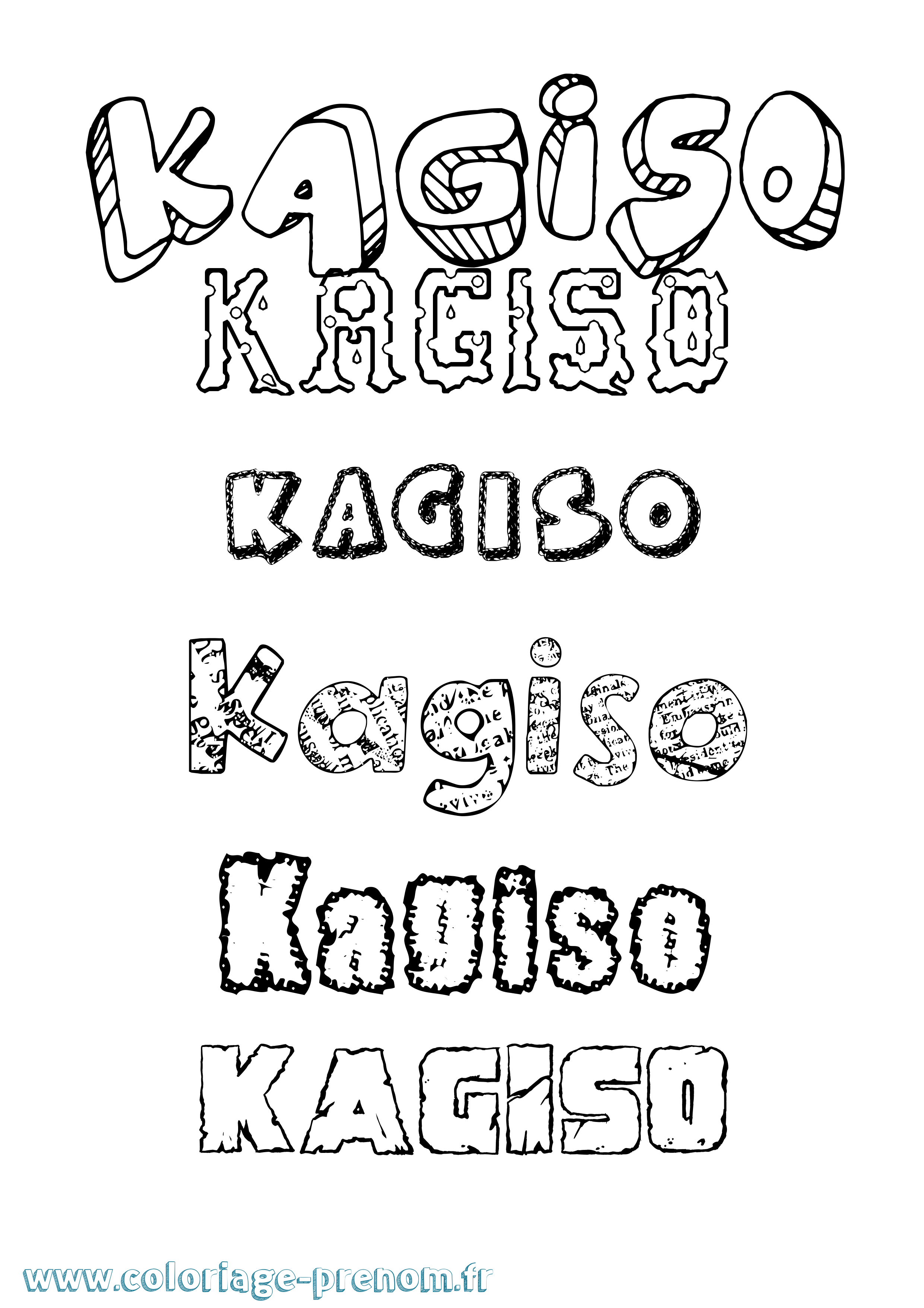 Coloriage prénom Kagiso Destructuré