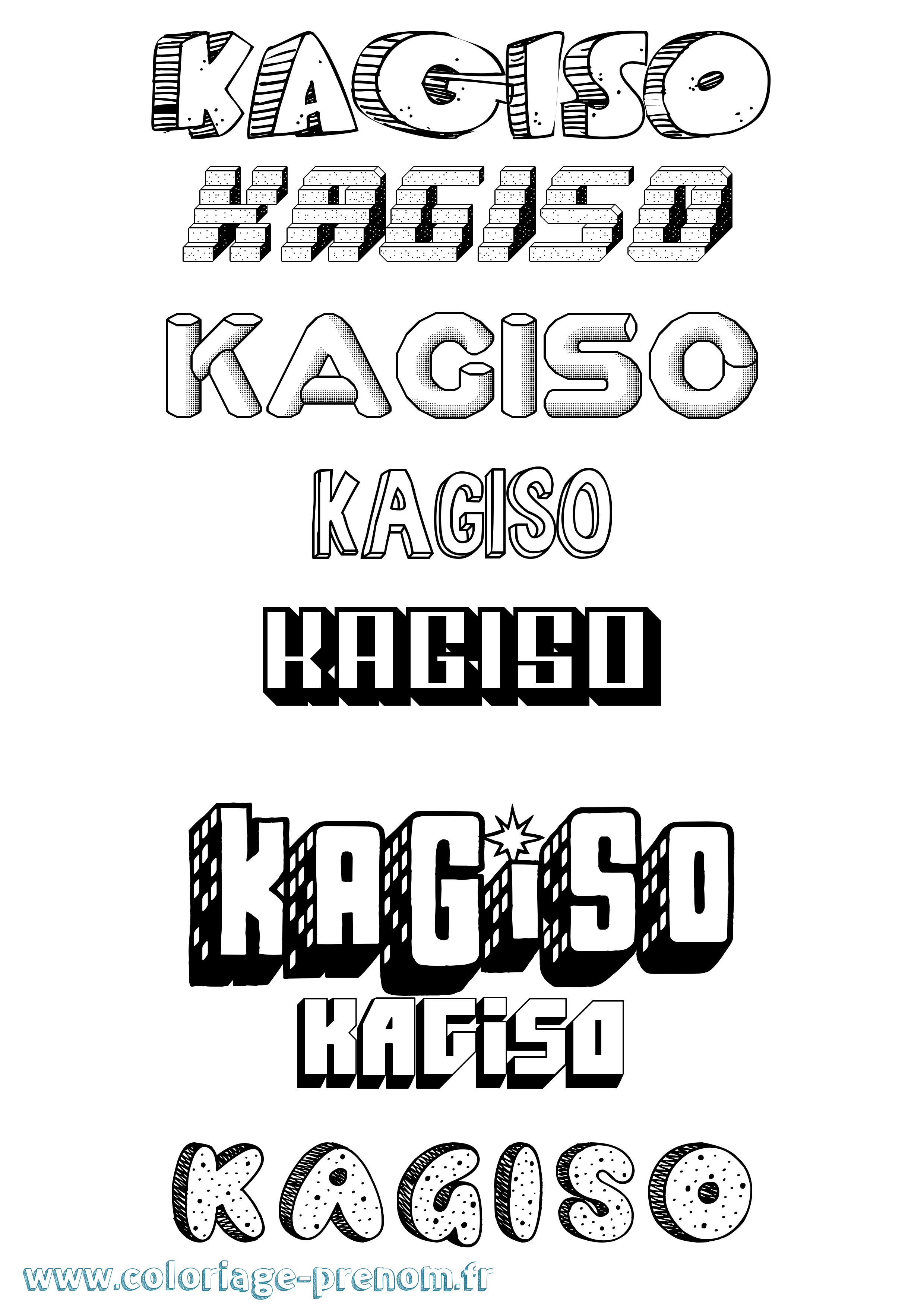 Coloriage prénom Kagiso Effet 3D