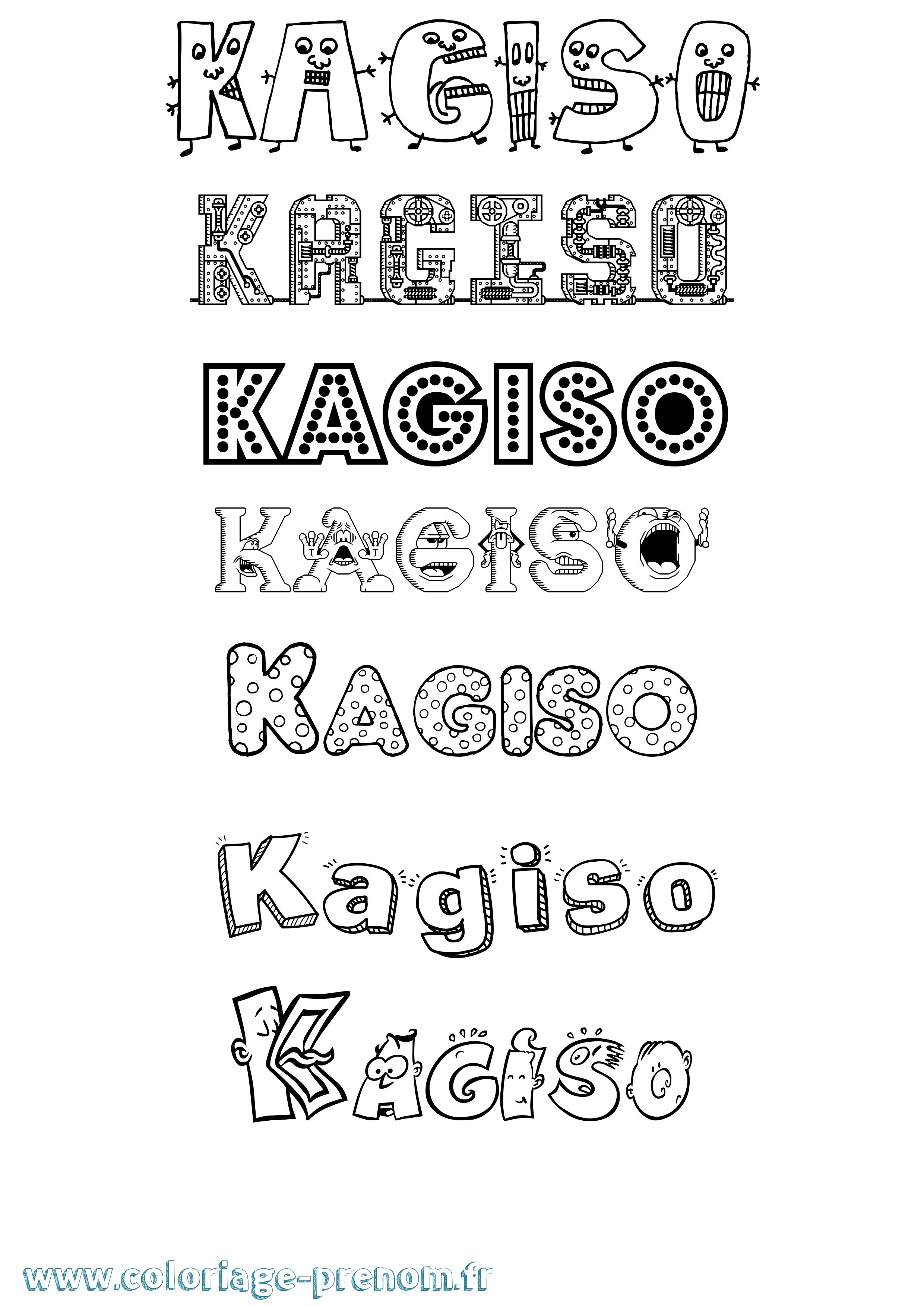 Coloriage prénom Kagiso Fun