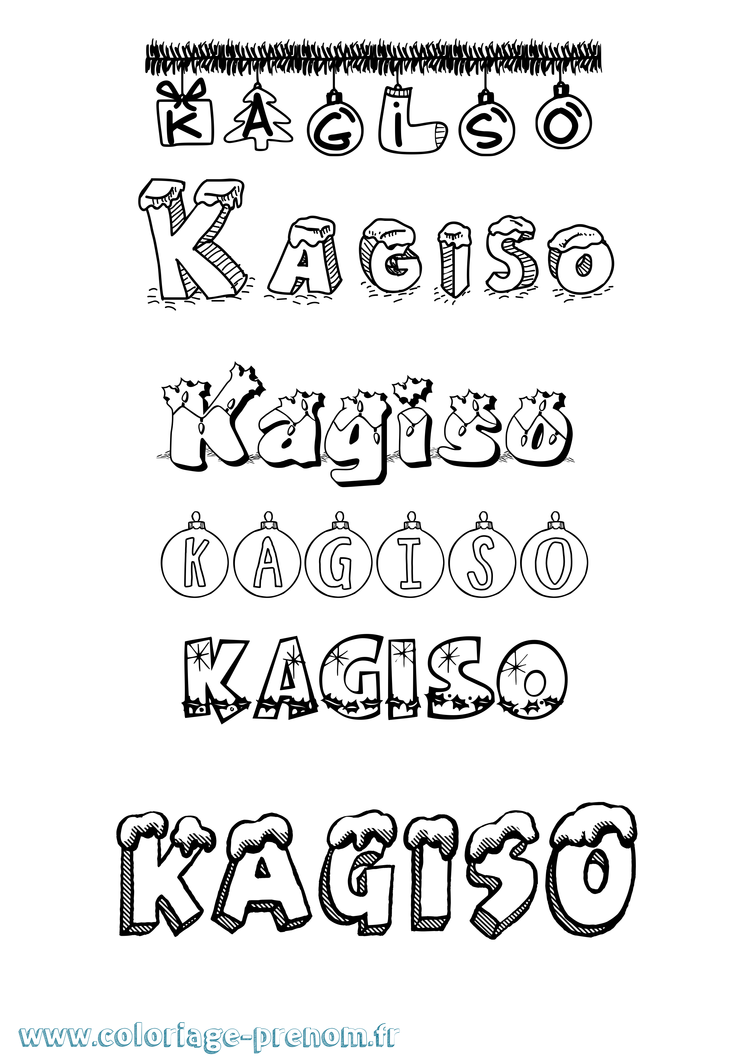 Coloriage prénom Kagiso Noël