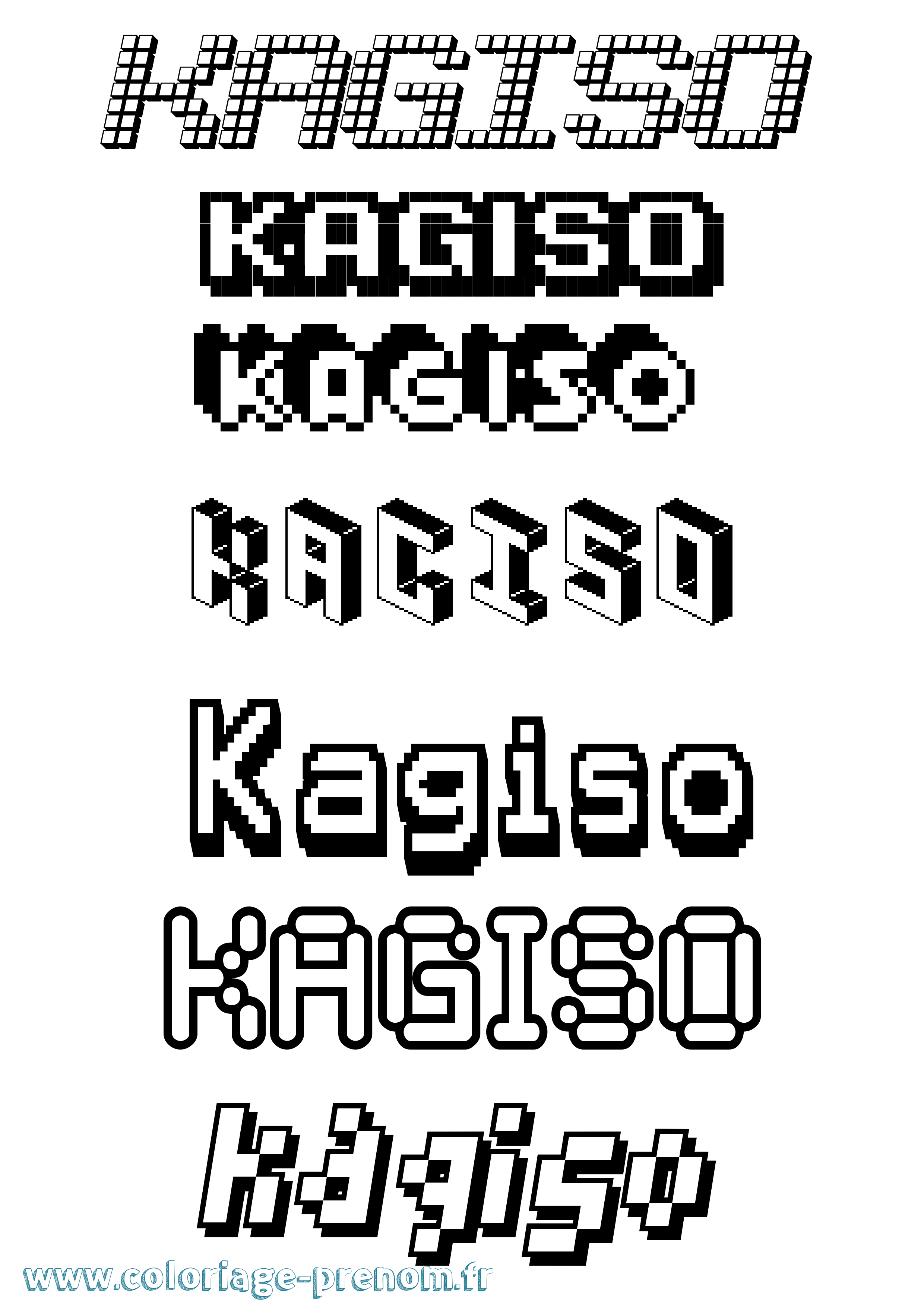 Coloriage prénom Kagiso Pixel