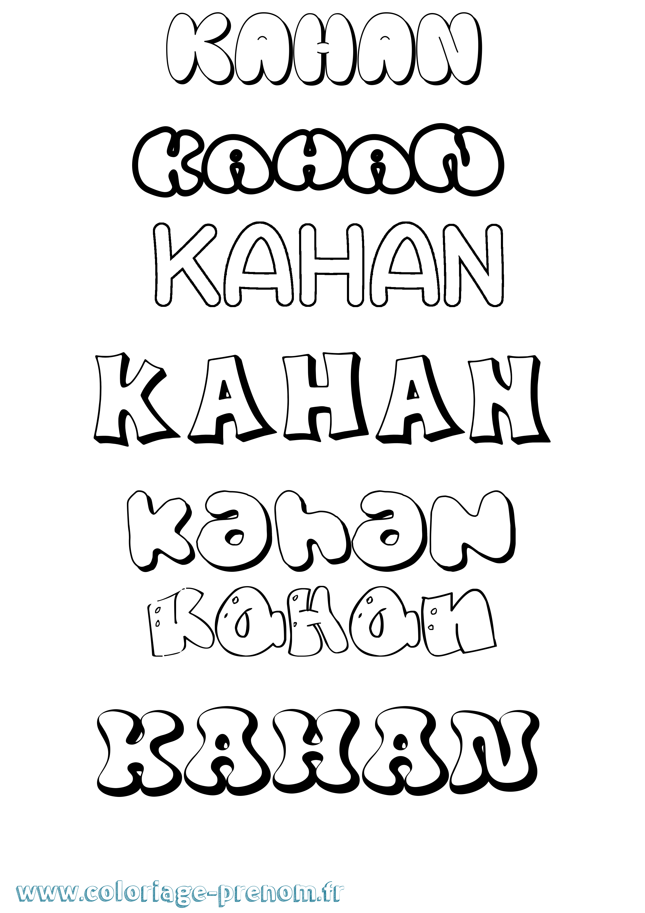 Coloriage Kahan Bubble Coloriage prénom Kahan Bubble