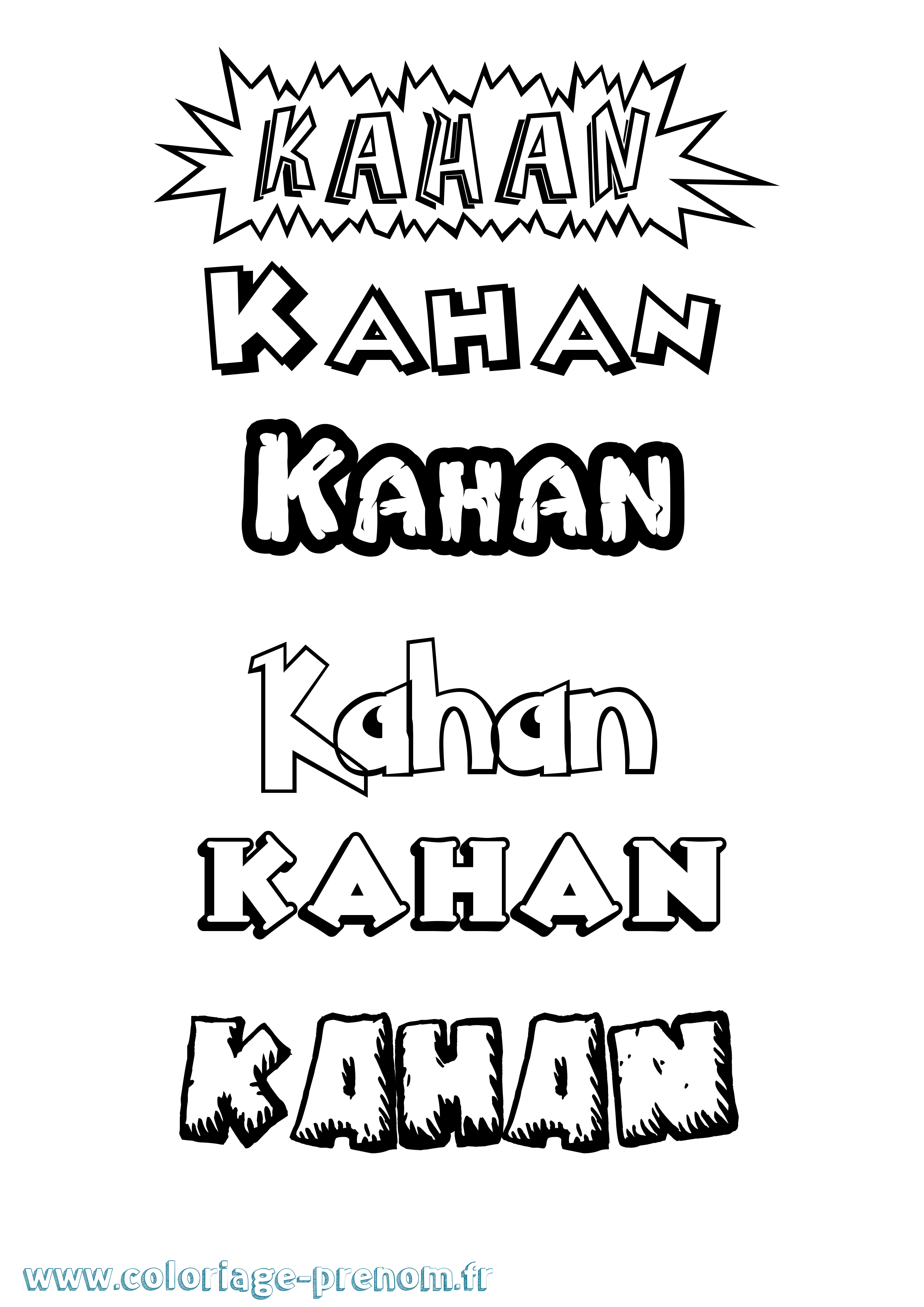 Coloriage prénom Kahan Dessin Animé