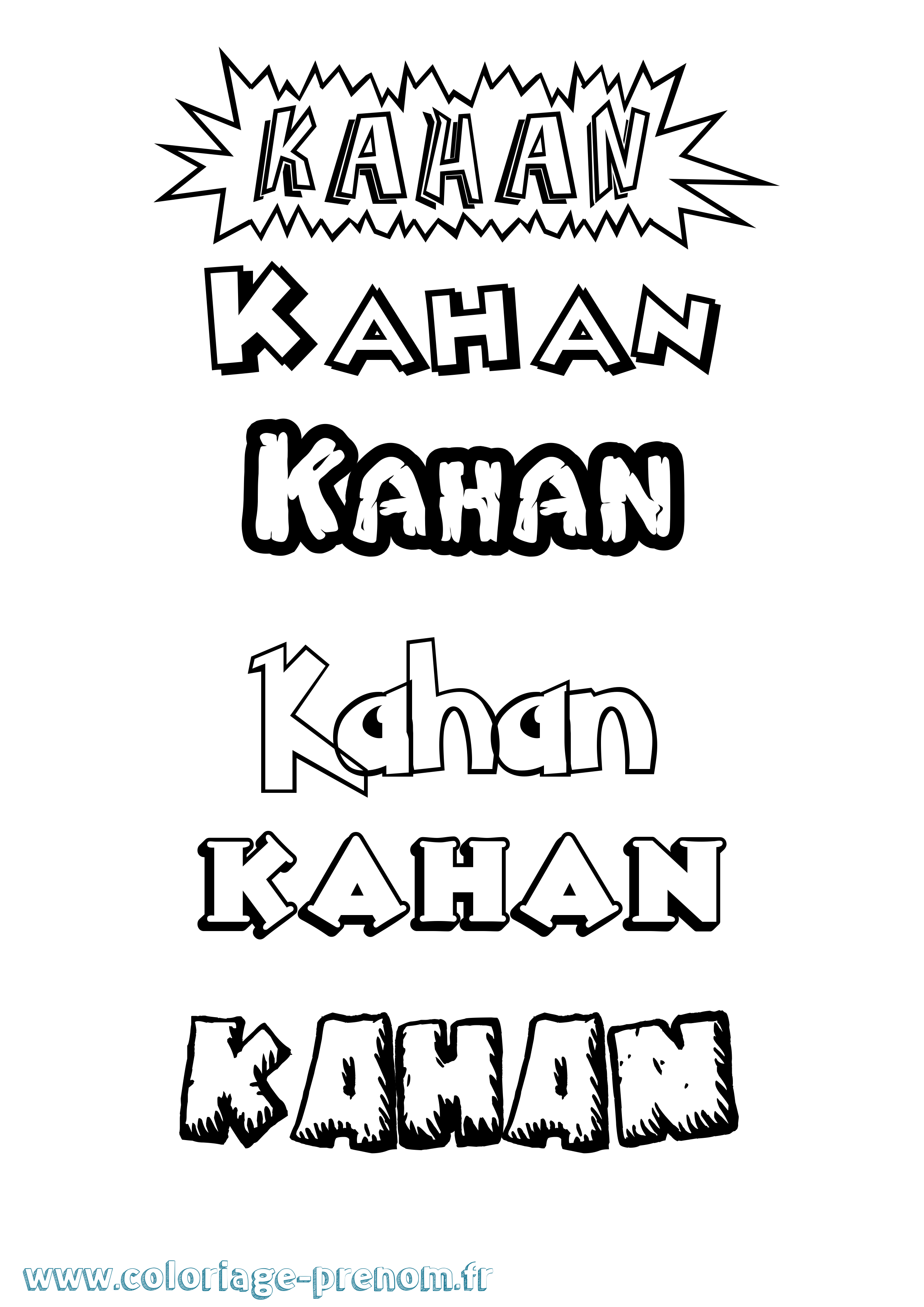 Coloriage Kahan Dessin Animé Coloriage prénom Kahan Dessin Animé