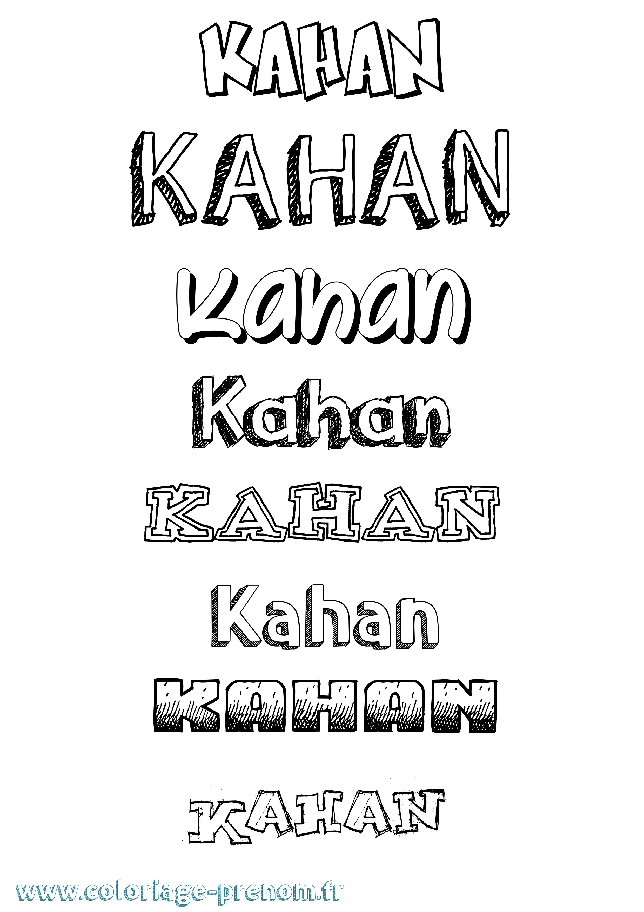 Coloriage Kahan Dessiné Coloriage prénom Kahan Dessiné