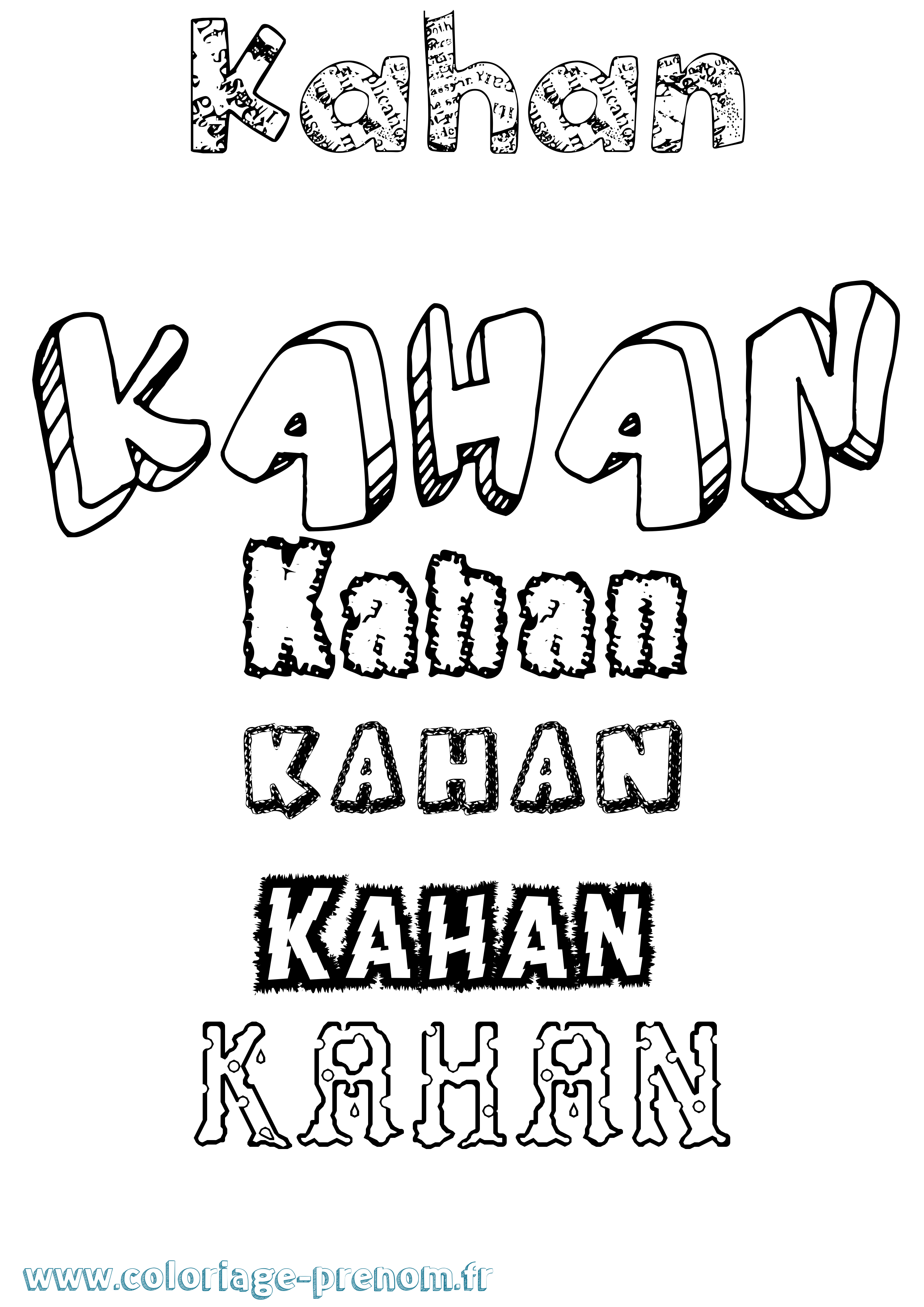 Coloriage prénom Kahan Destructuré
