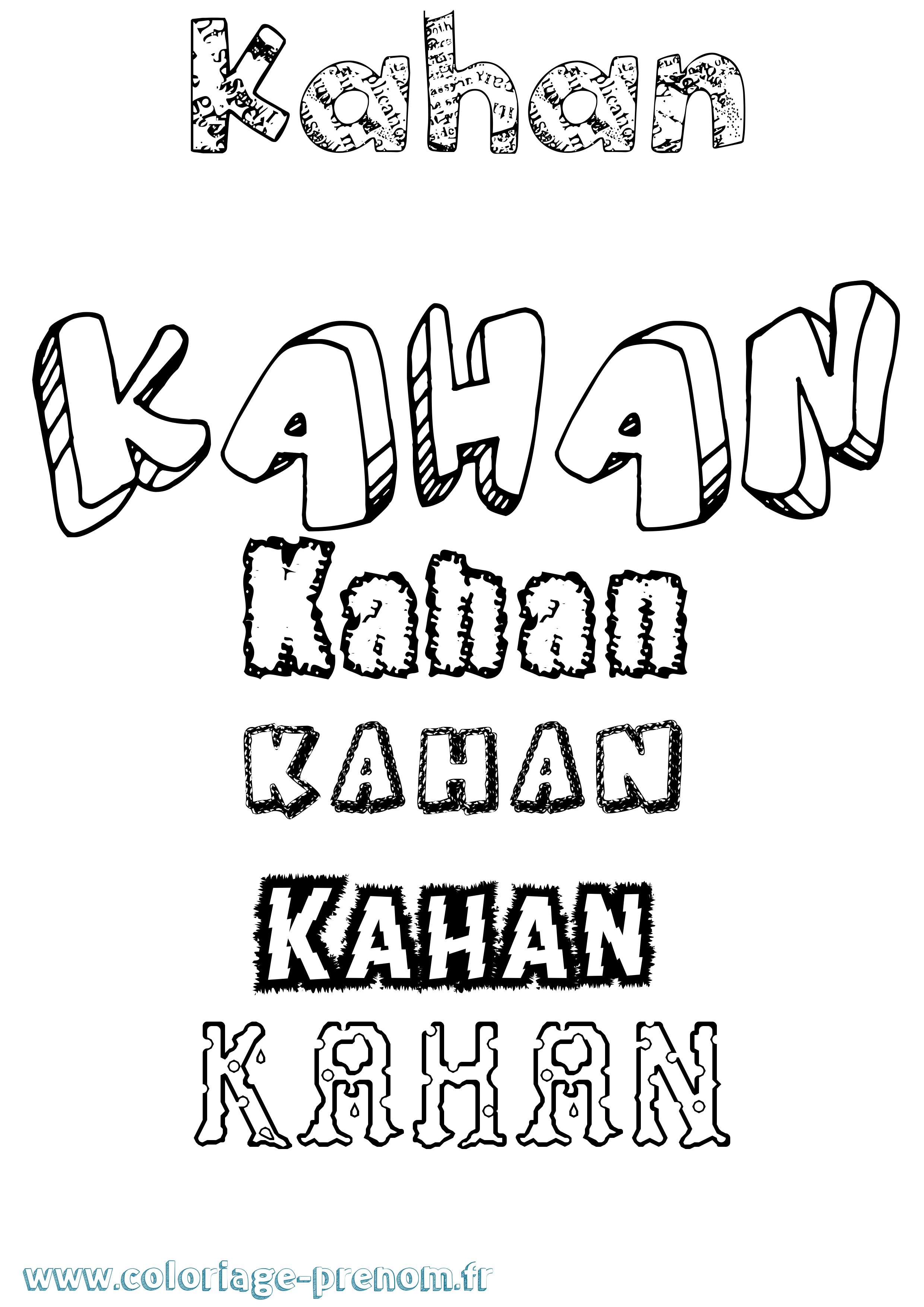 Coloriage Kahan Destructuré Coloriage prénom Kahan Destructuré