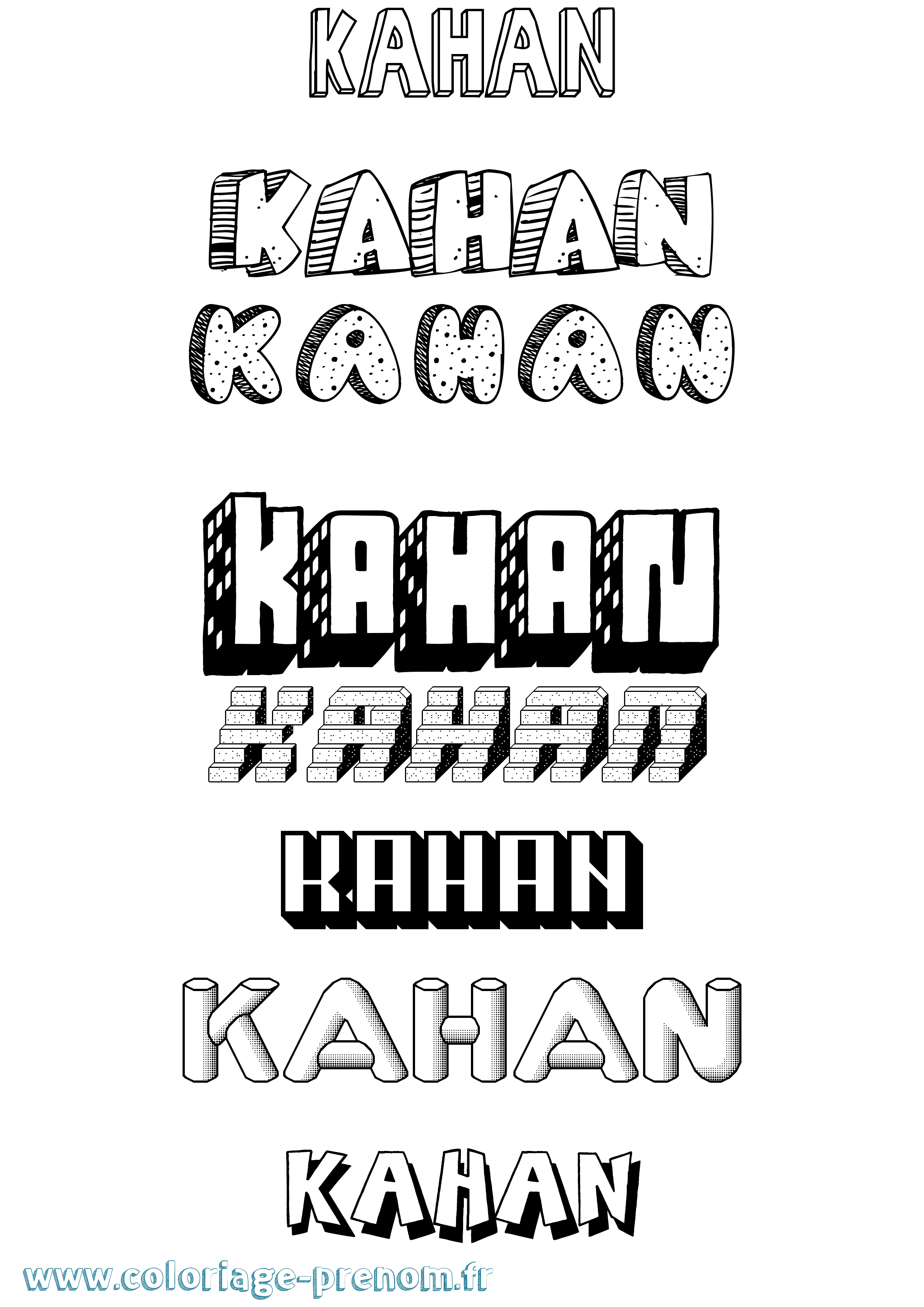 Coloriage prénom Kahan Effet 3D