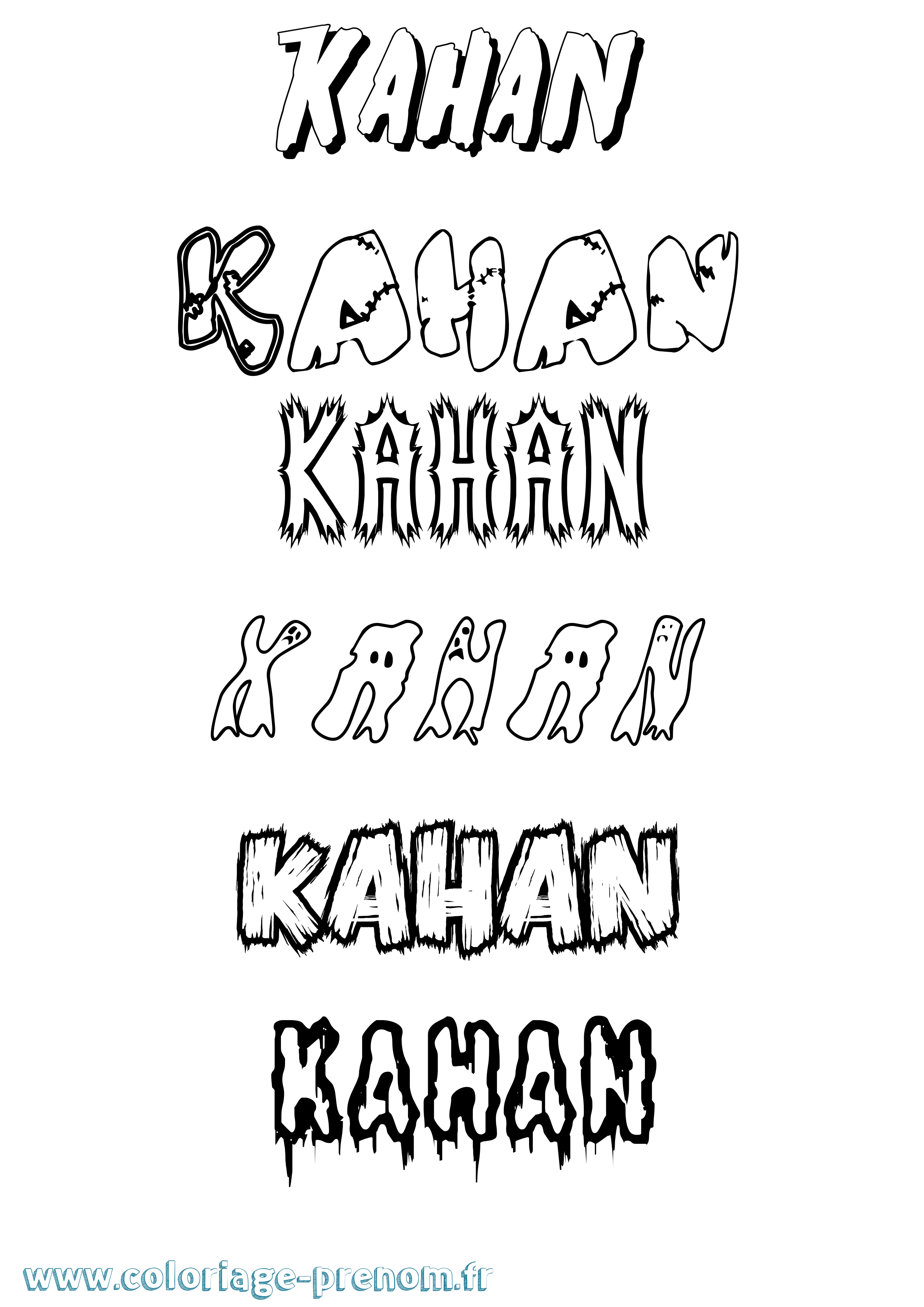 Coloriage prénom Kahan Frisson