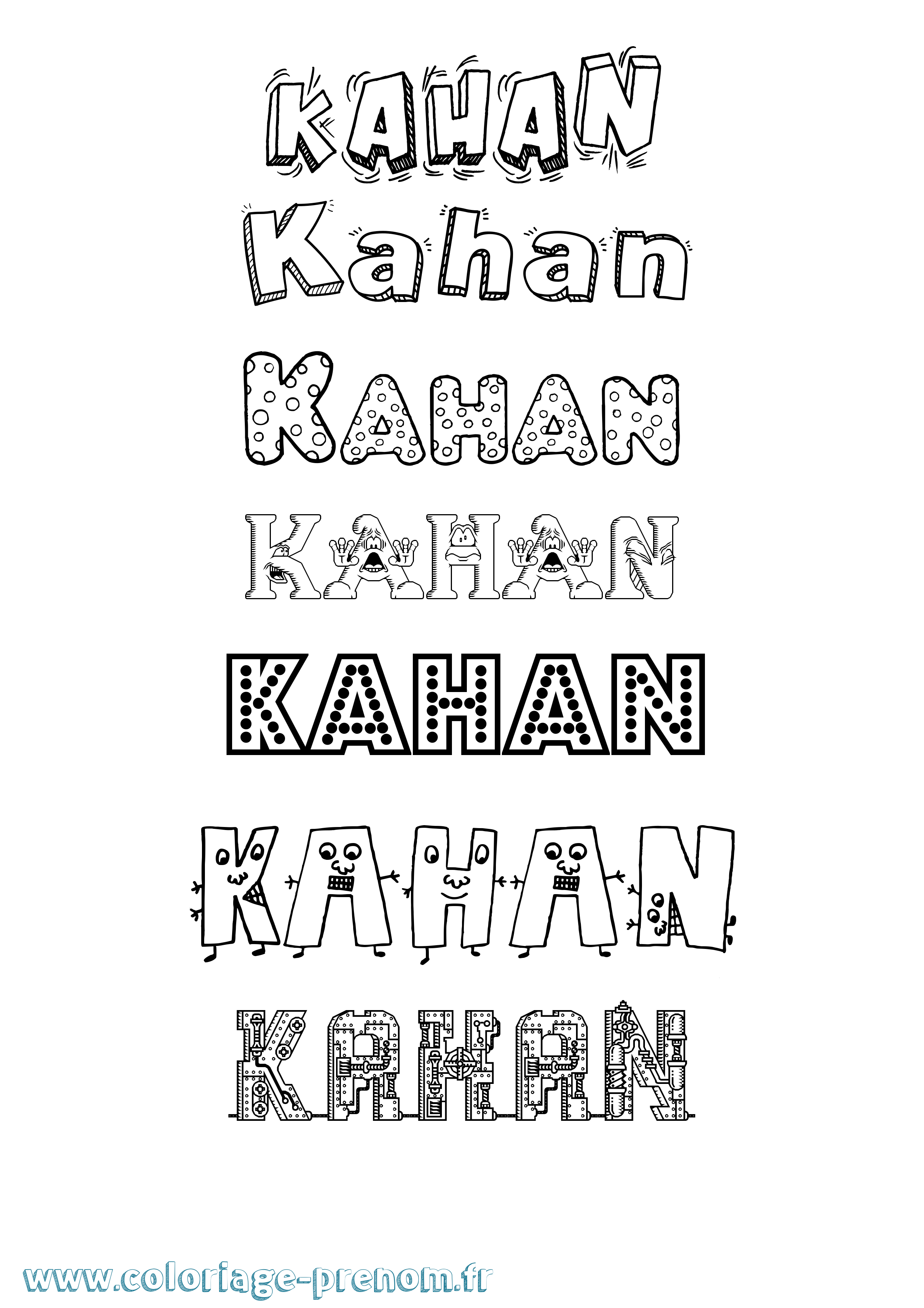 Coloriage prénom Kahan Fun