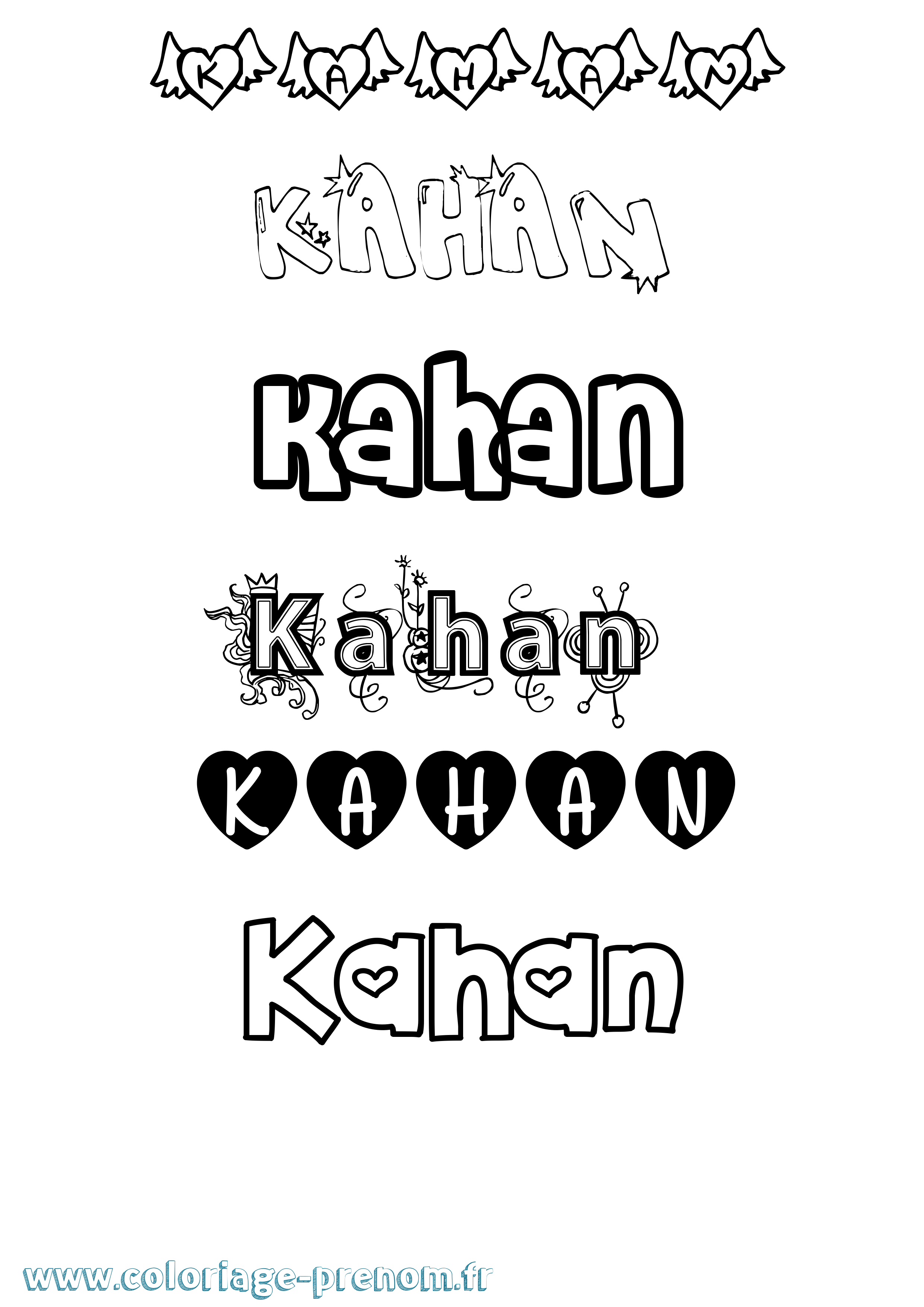Coloriage Kahan Girly Coloriage prénom Kahan Girly