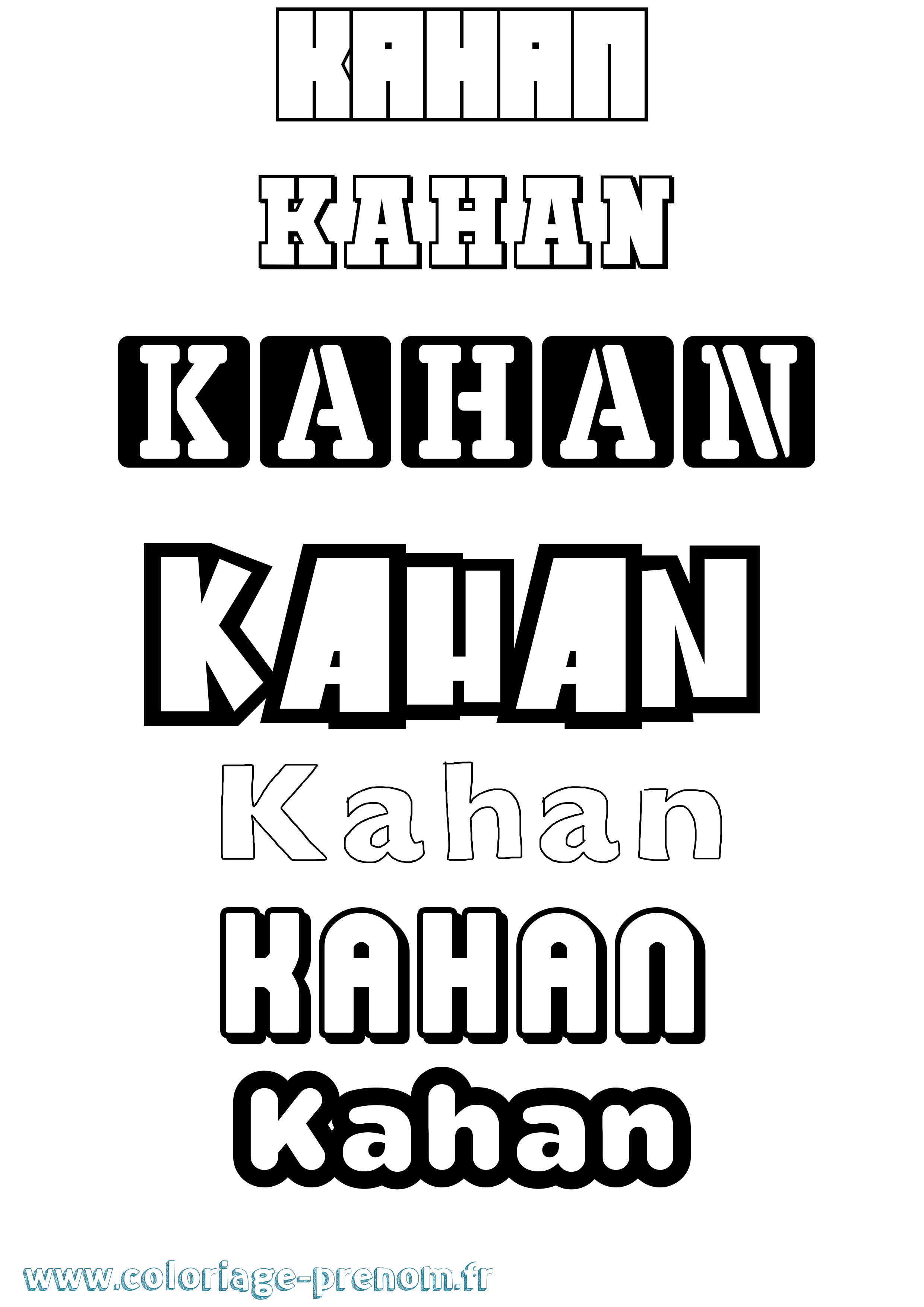 Coloriage prénom Kahan Simple