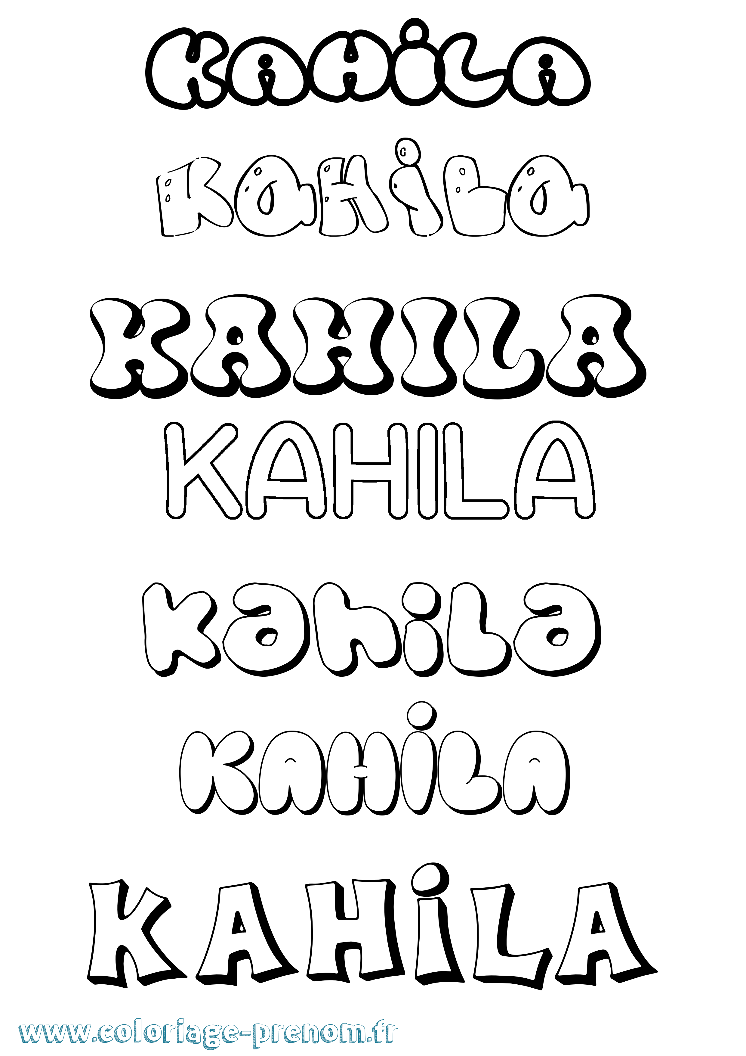 Coloriage Kahila Bubble Coloriage prénom Kahila Bubble