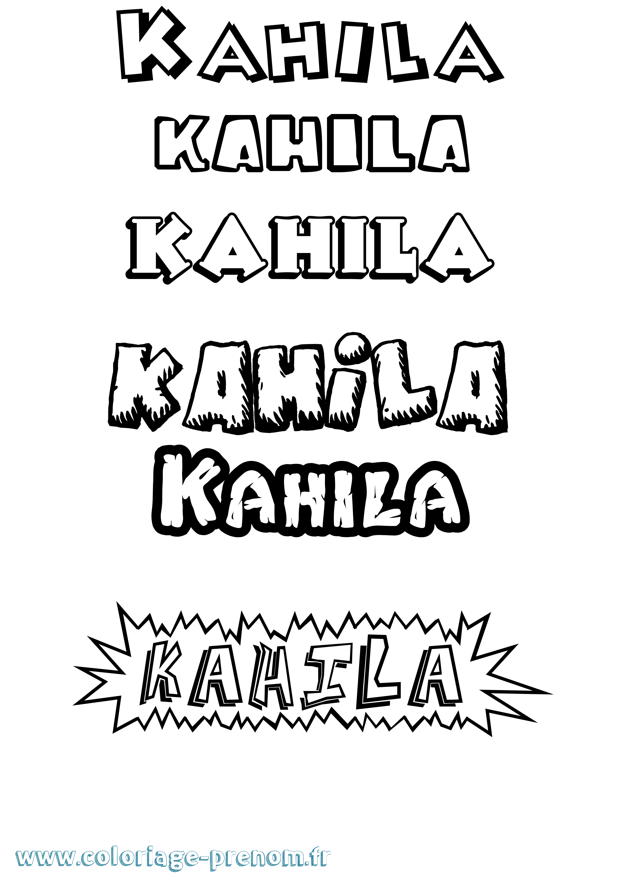 Coloriage Kahila Dessin Animé Coloriage prénom Kahila Dessin Animé