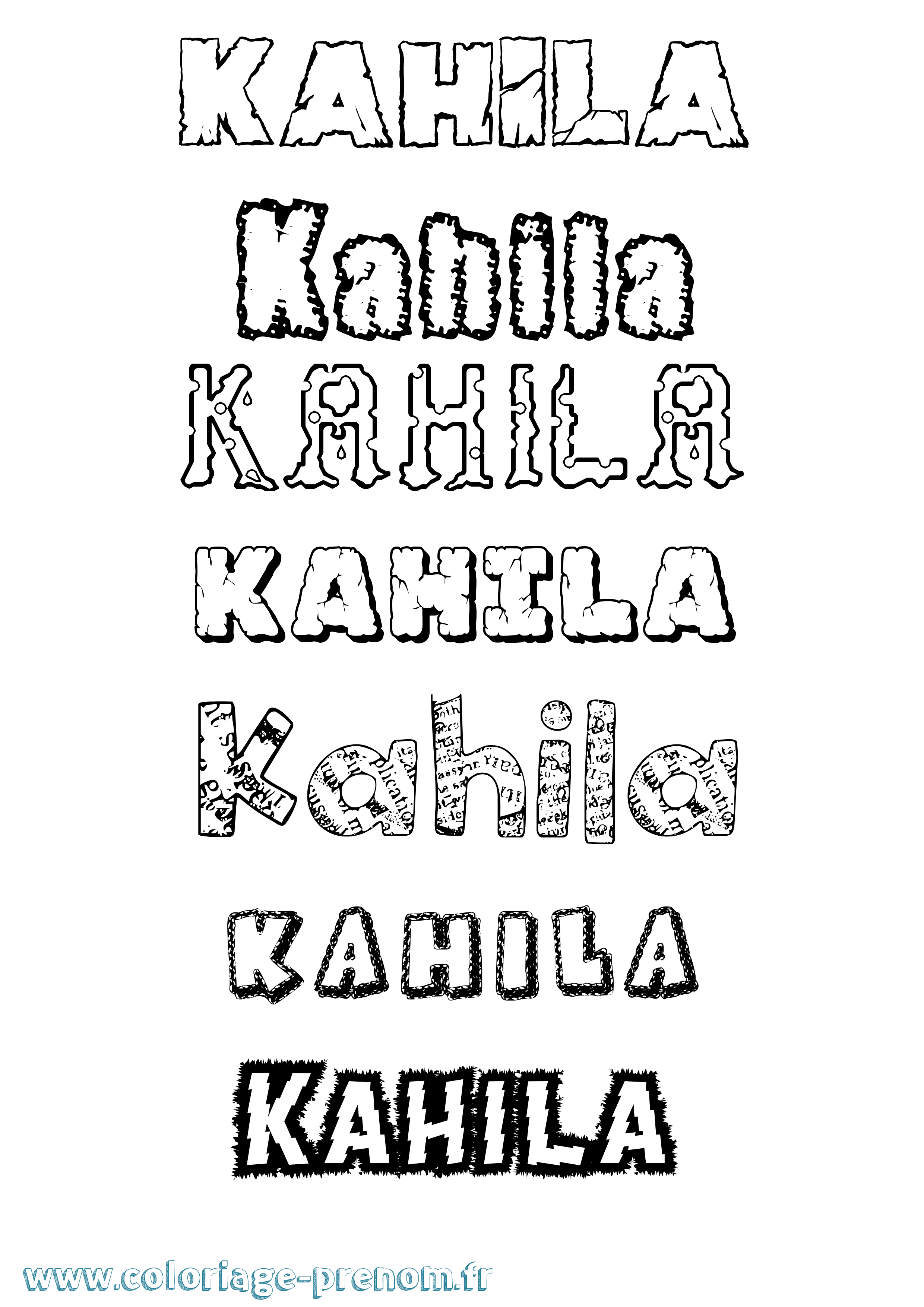 Coloriage Kahila Destructuré Coloriage prénom Kahila Destructuré