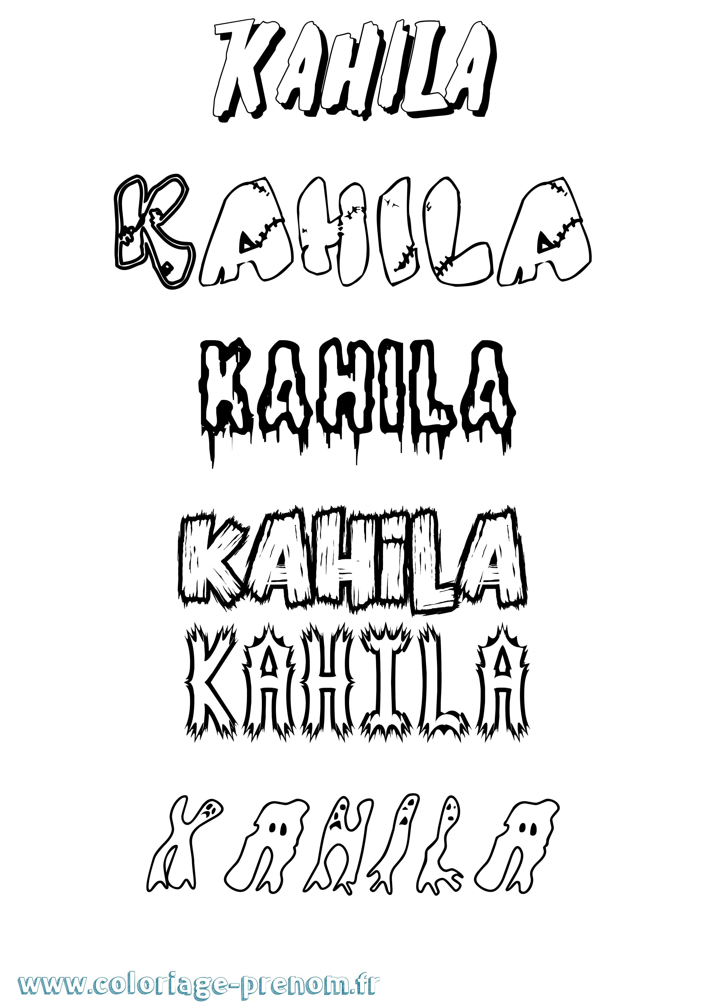 Coloriage Kahila Frisson Coloriage prénom Kahila Frisson
