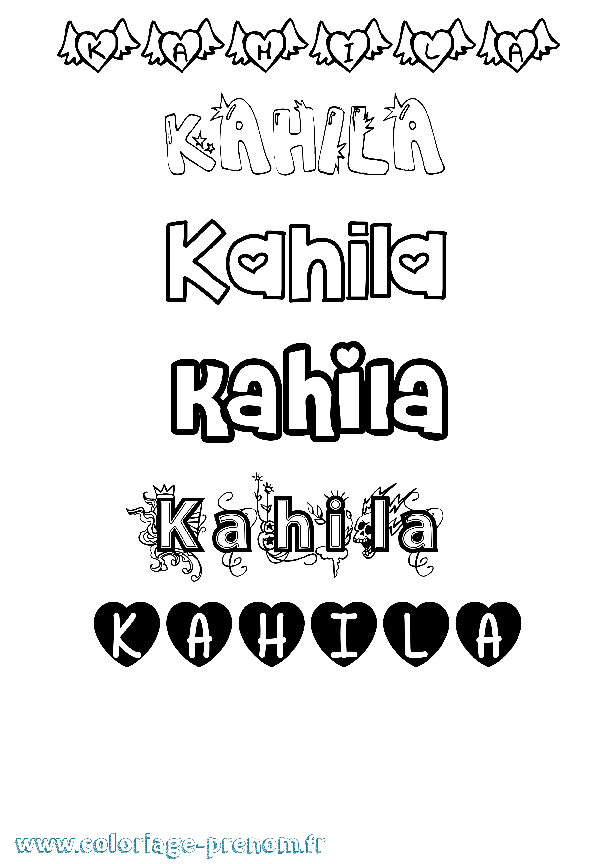 Coloriage Kahila Girly Coloriage prénom Kahila Girly