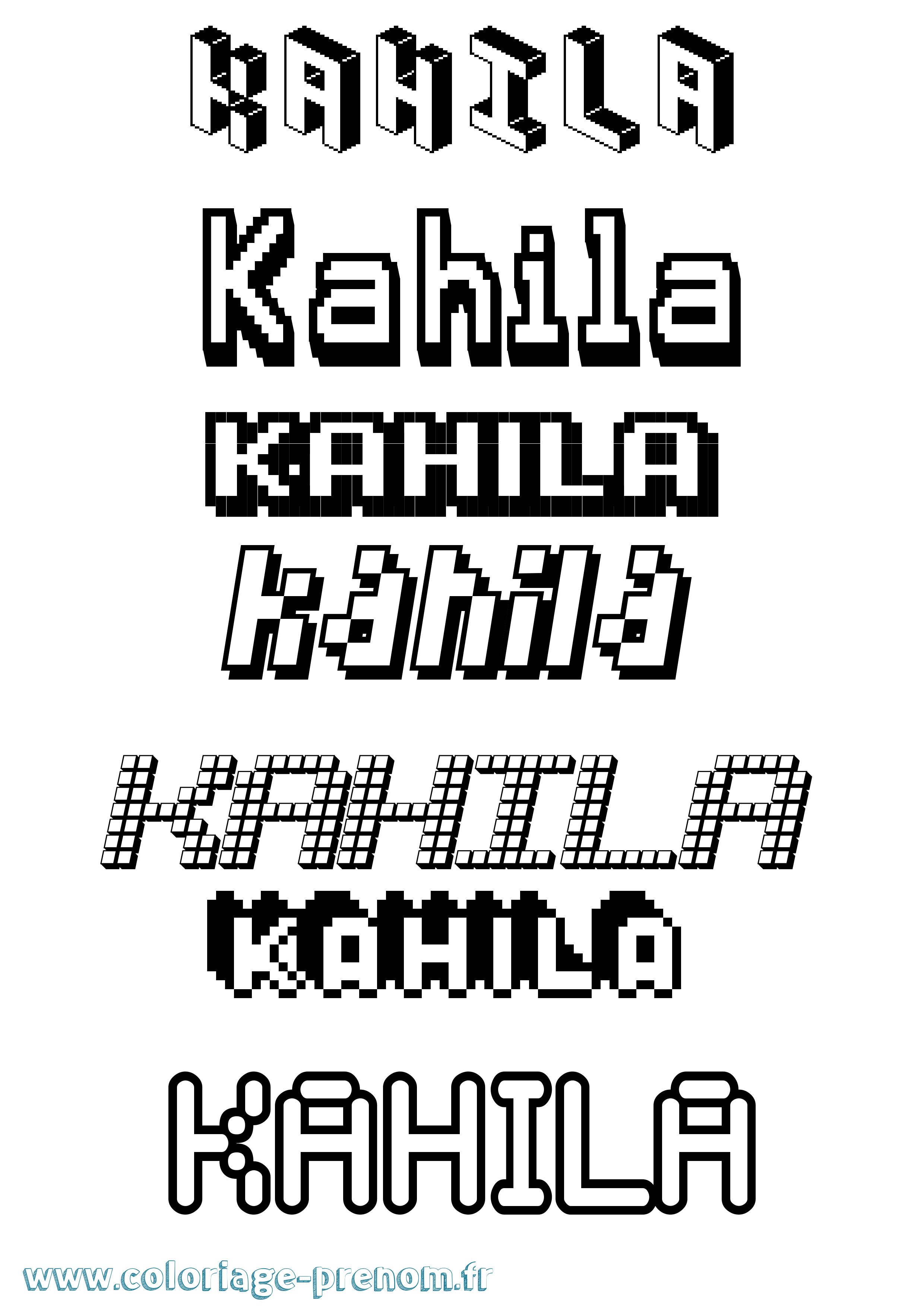 Coloriage Kahila Pixel Coloriage prénom Kahila Pixel