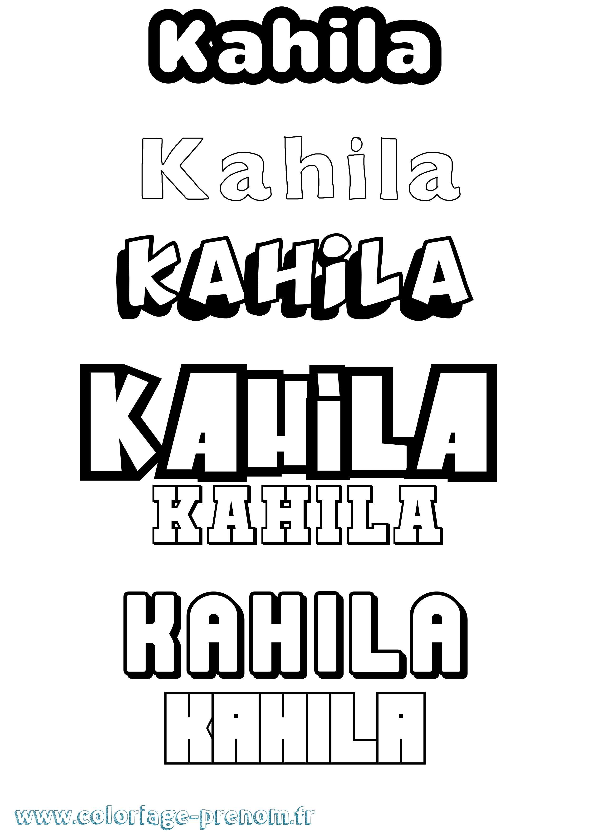 Coloriage Kahila Simple Coloriage prénom Kahila Simple