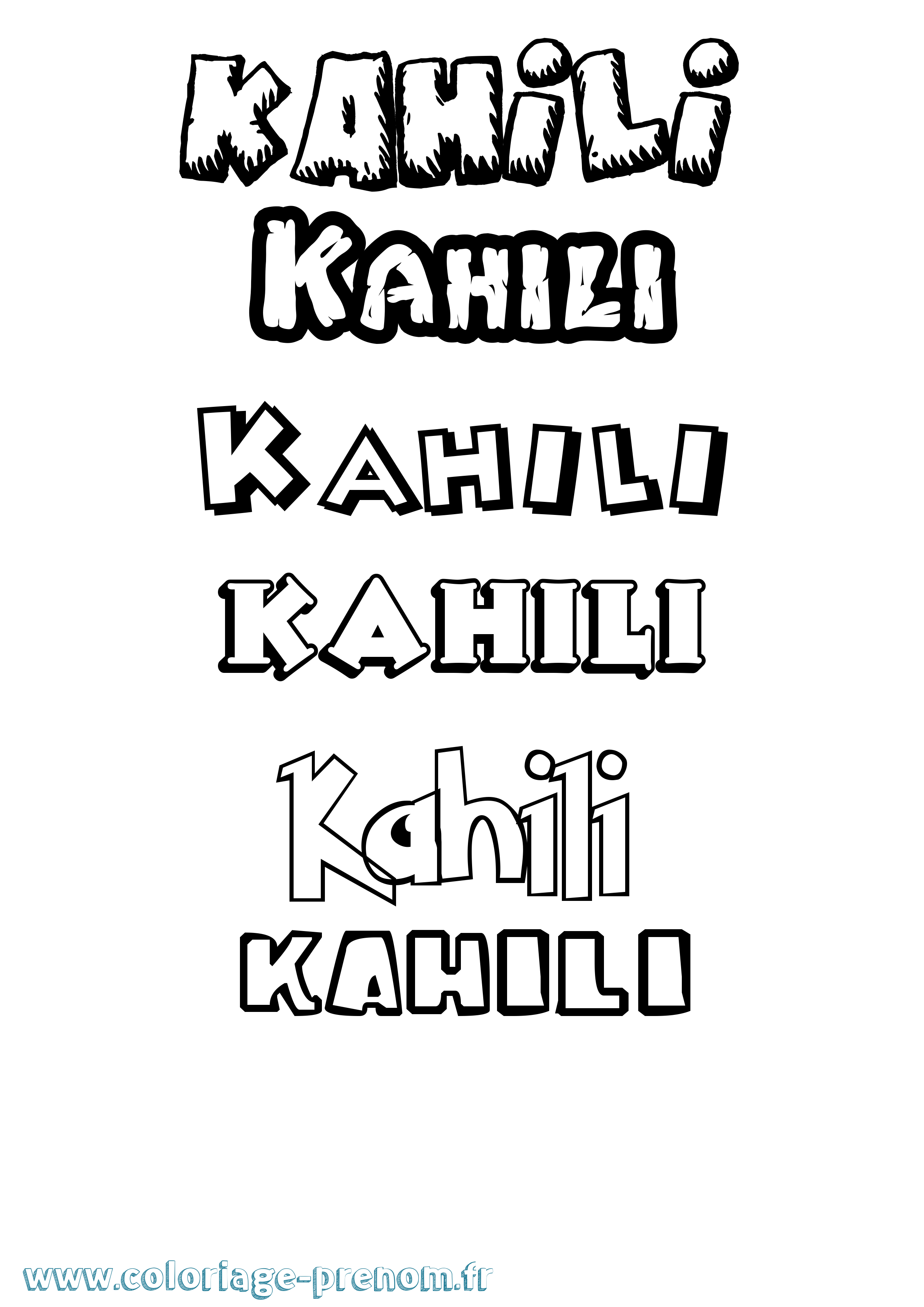 Coloriage prénom Kahili Dessin Animé