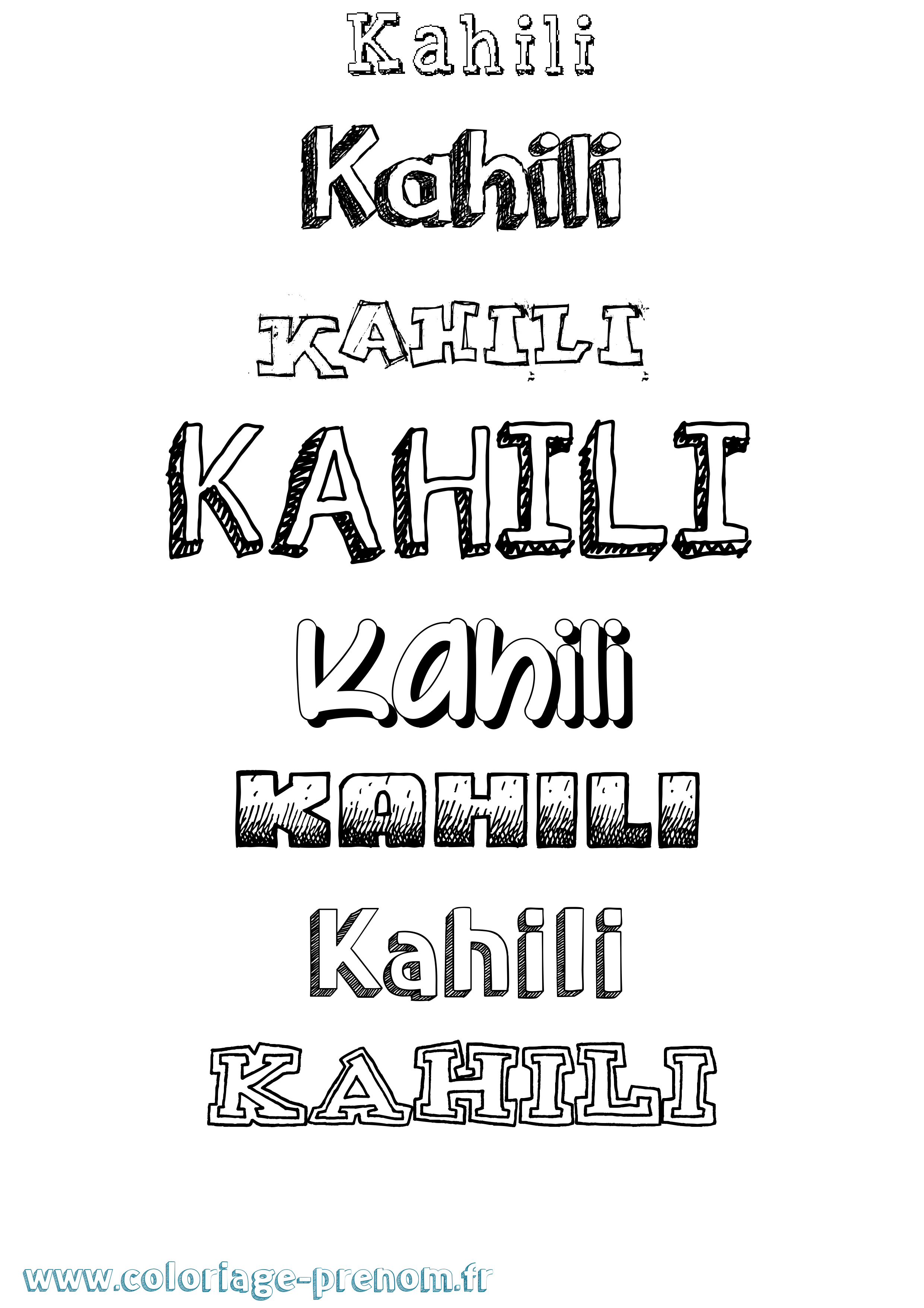 Coloriage prénom Kahili Dessiné