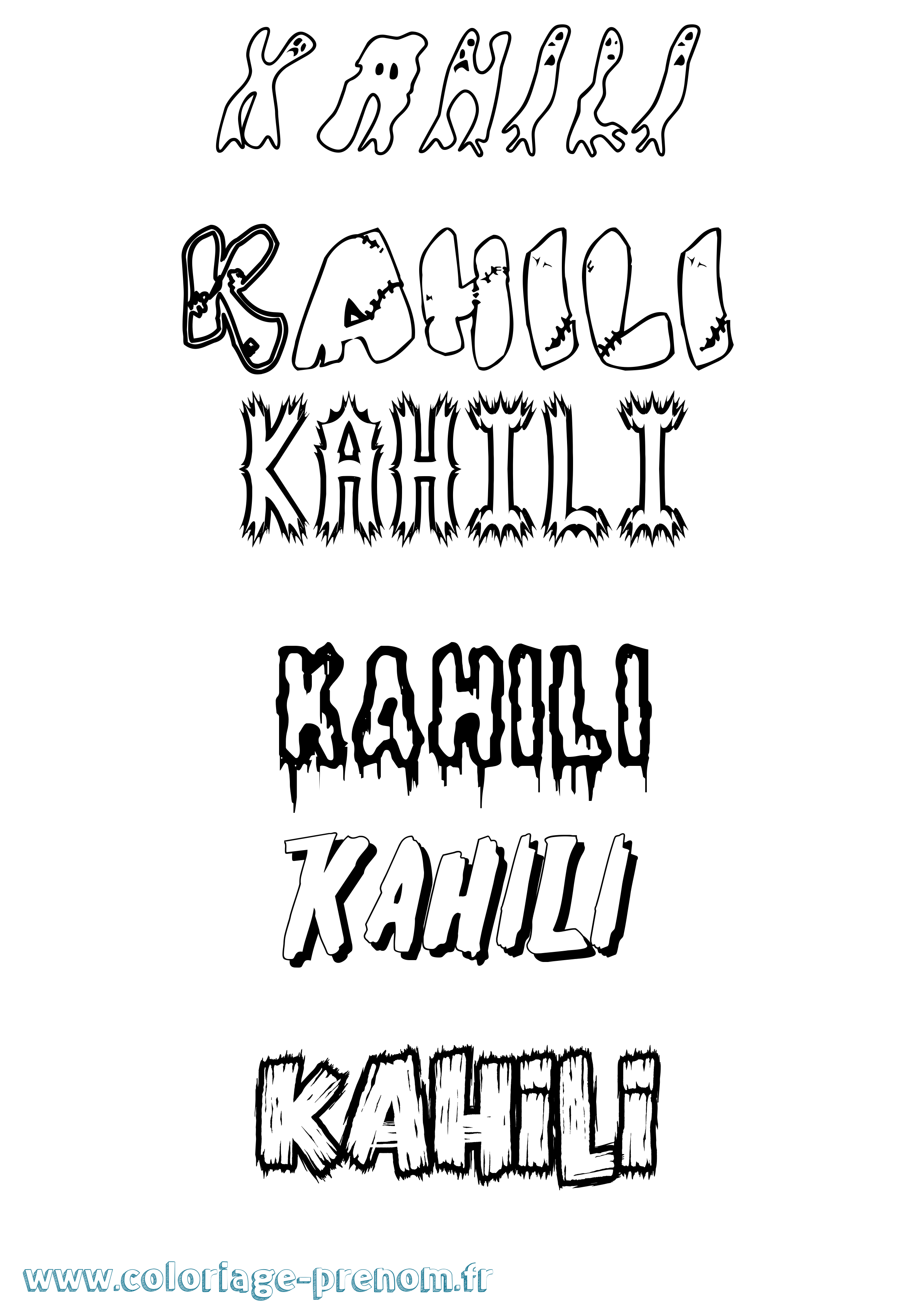 Coloriage prénom Kahili Frisson