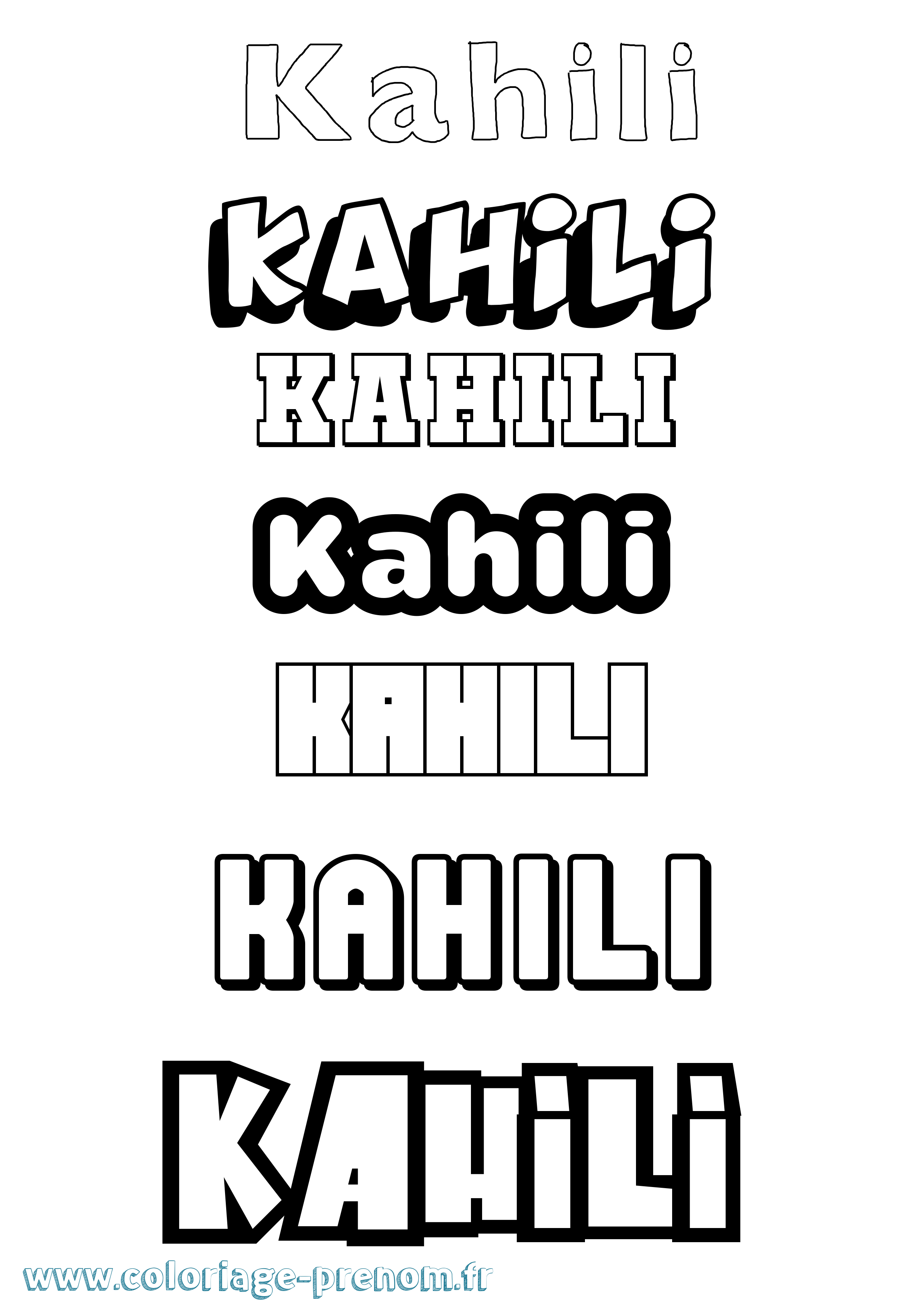 Coloriage prénom Kahili Simple
