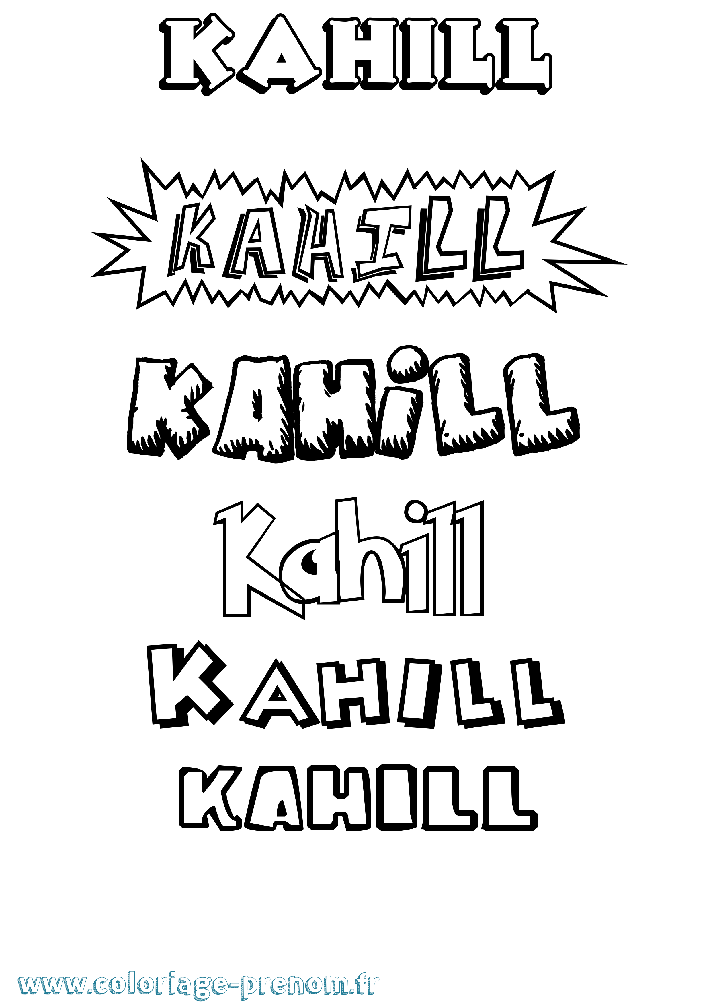 Coloriage prénom Kahill Dessin Animé