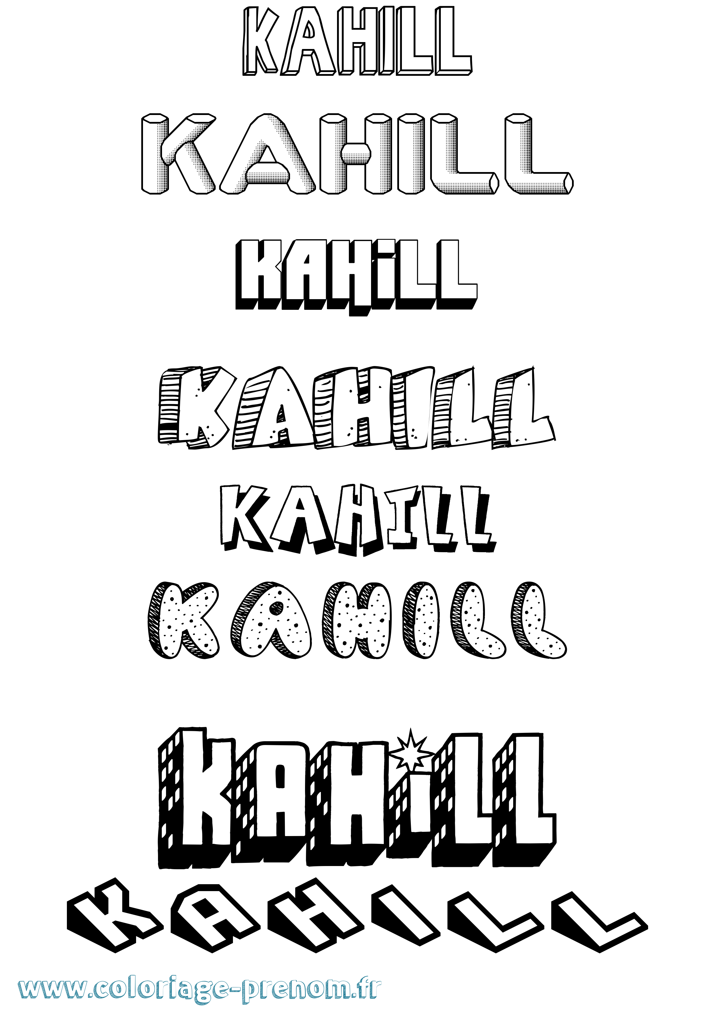 Coloriage prénom Kahill Effet 3D
