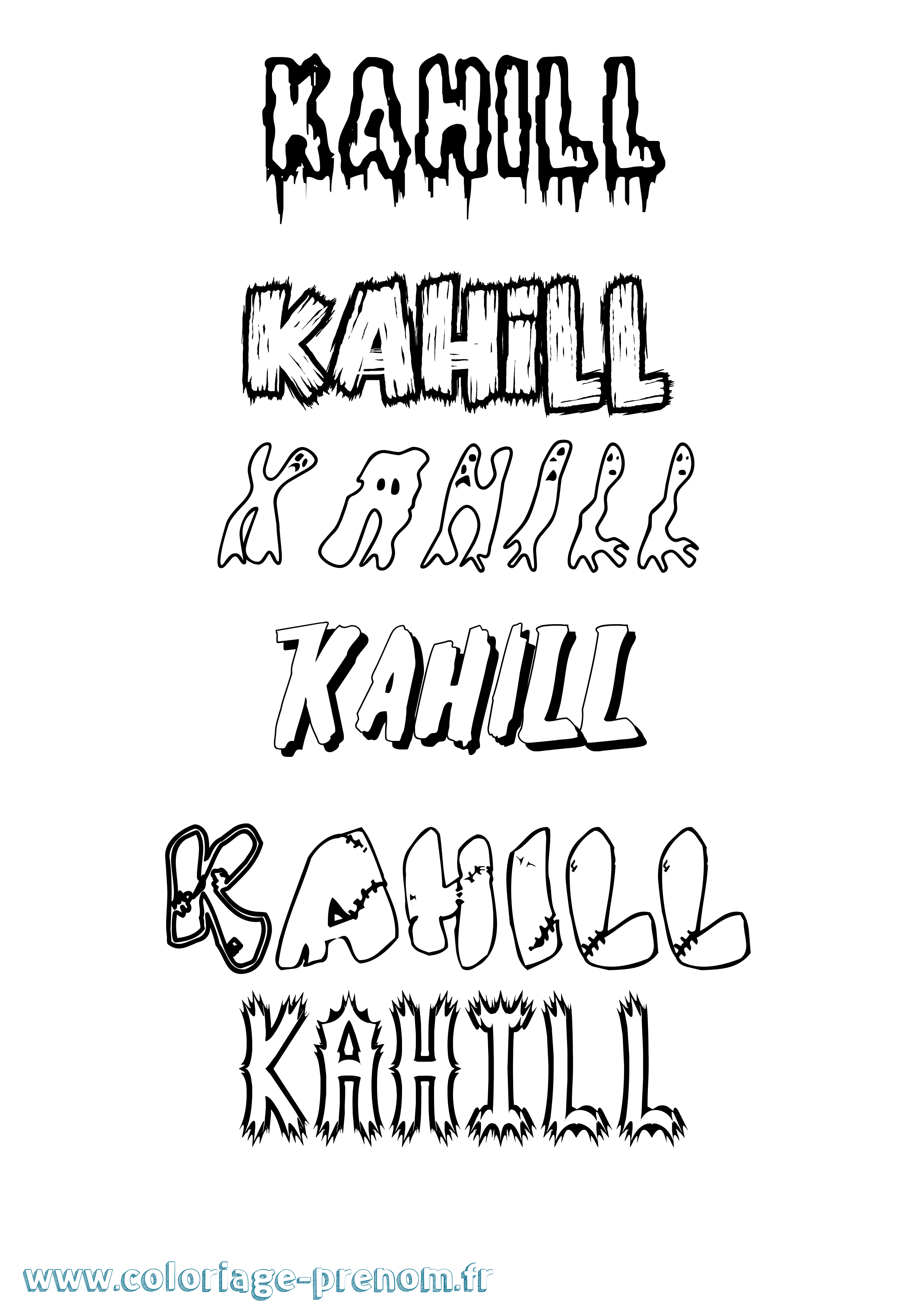 Coloriage prénom Kahill Frisson