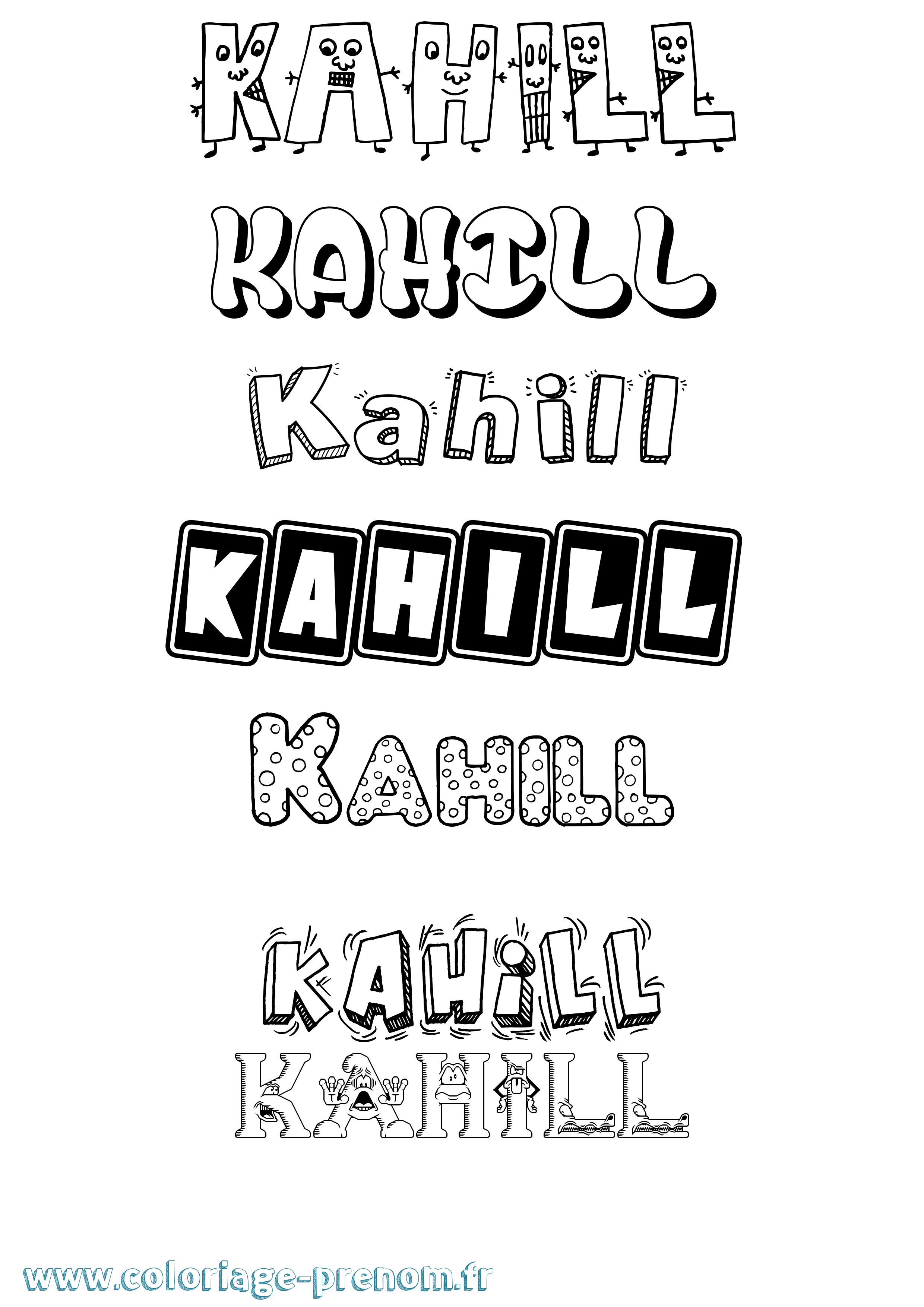 Coloriage prénom Kahill Fun