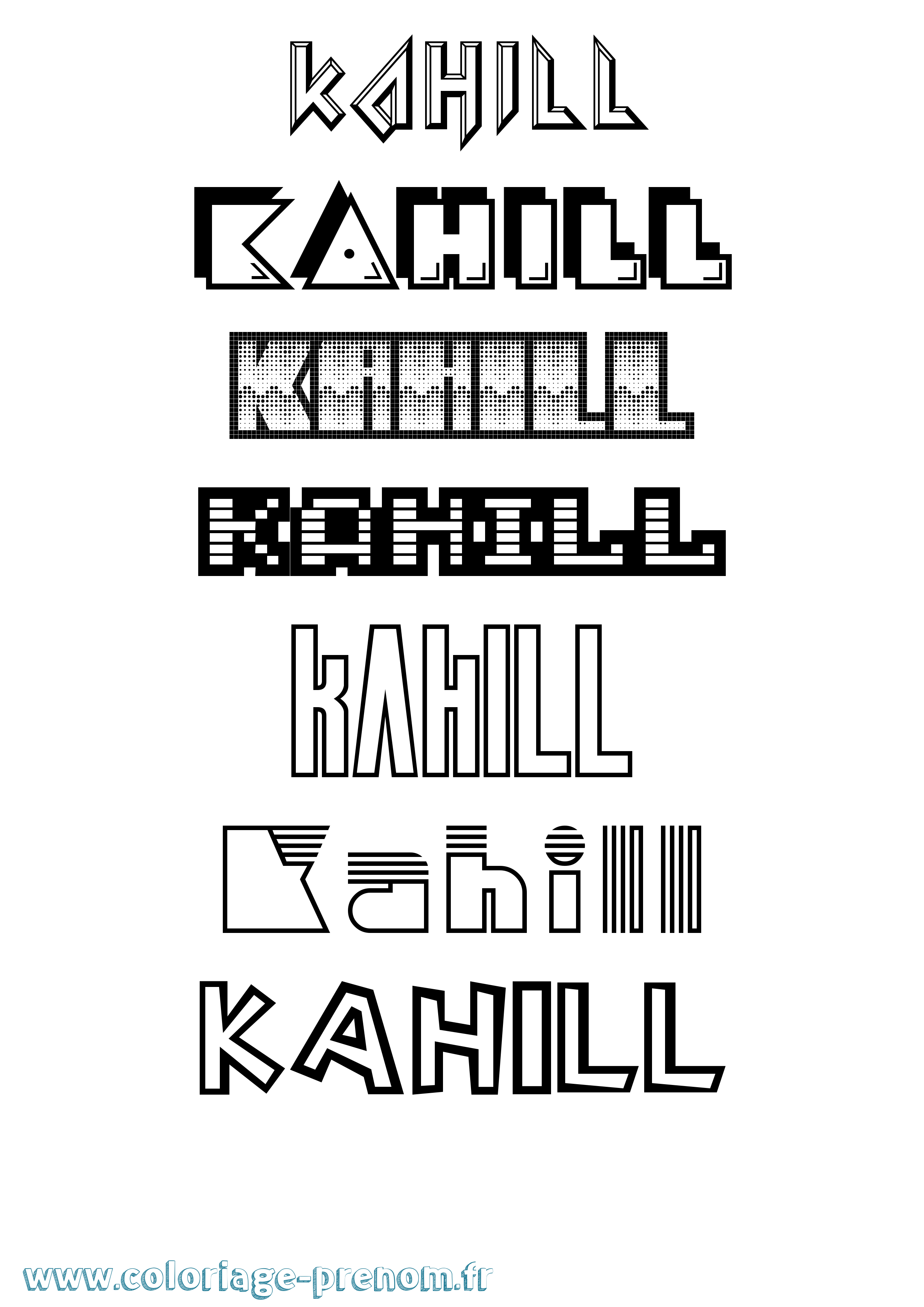 Coloriage prénom Kahill Jeux Vidéos