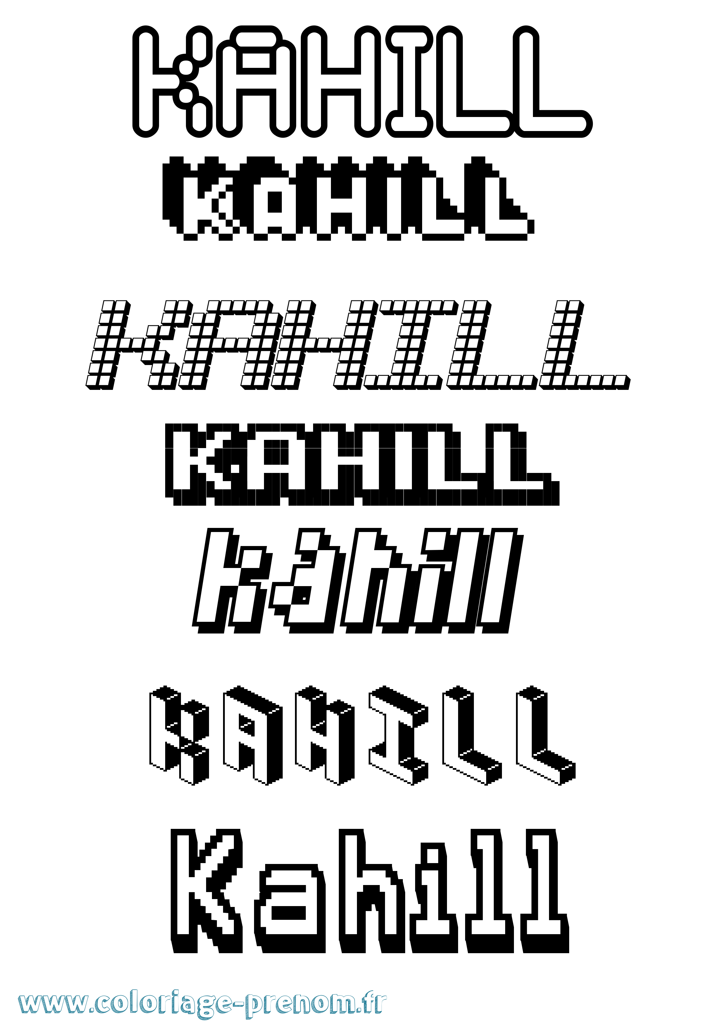 Coloriage prénom Kahill Pixel