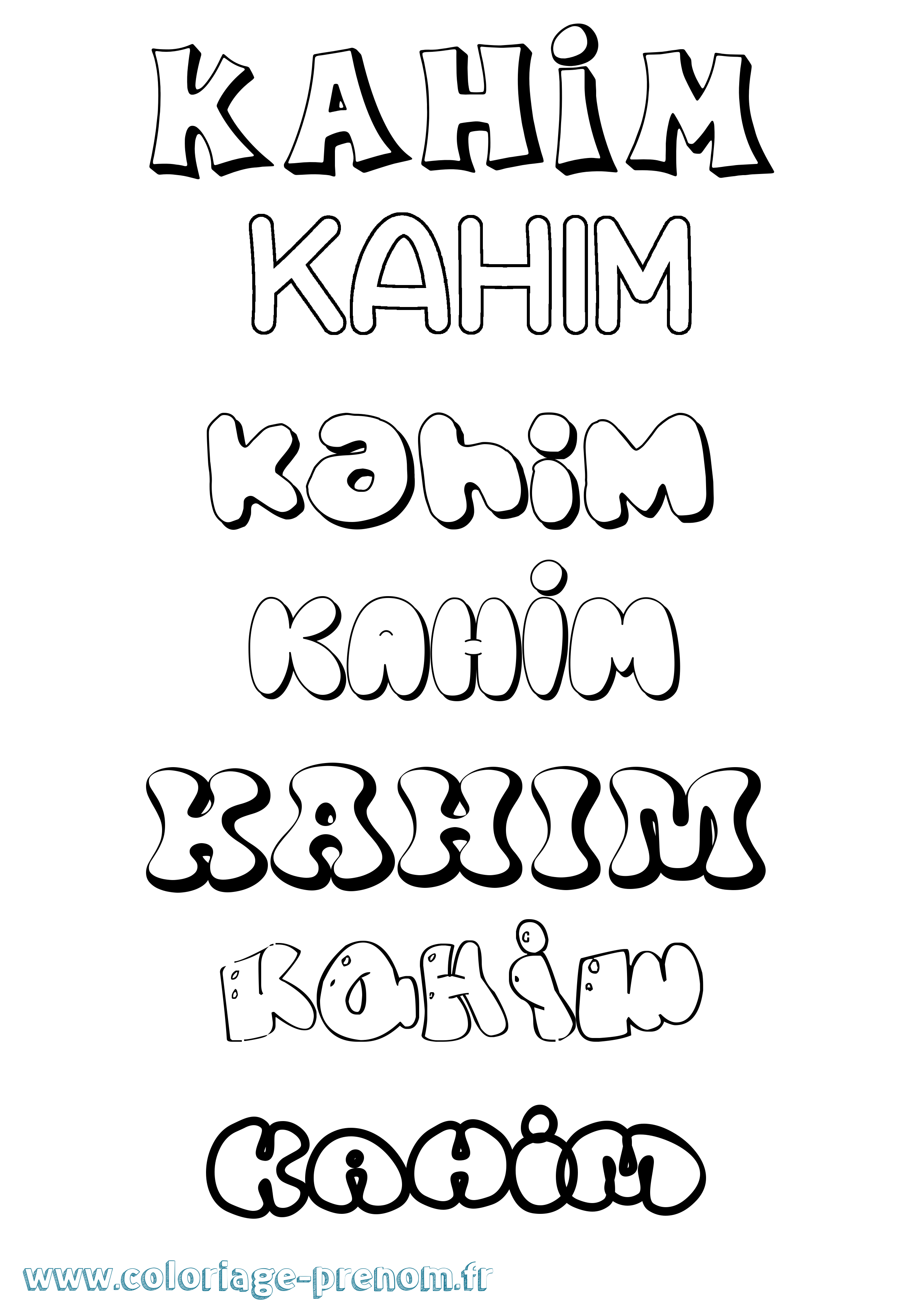 Coloriage prénom Kahim Bubble