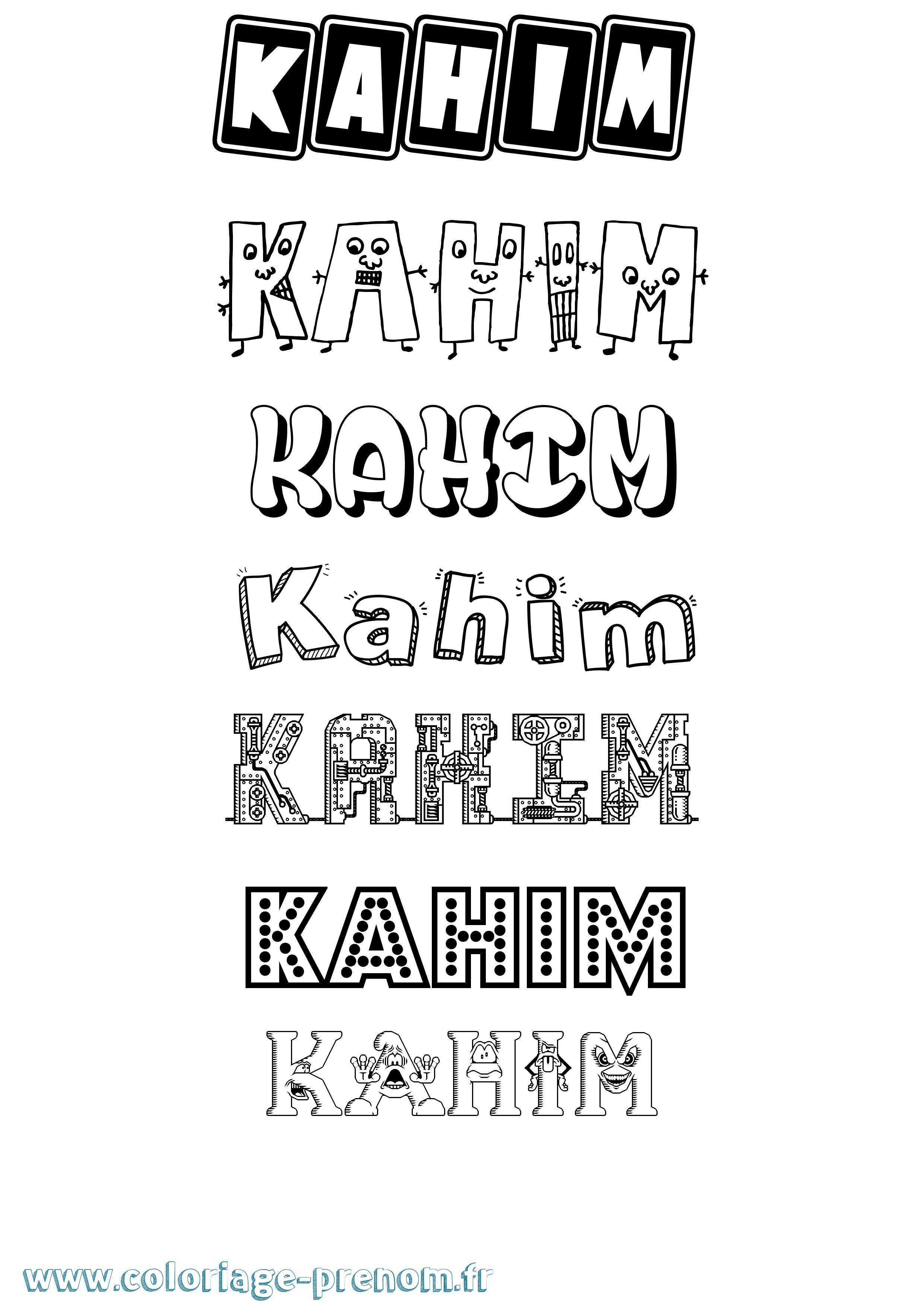 Coloriage prénom Kahim Fun