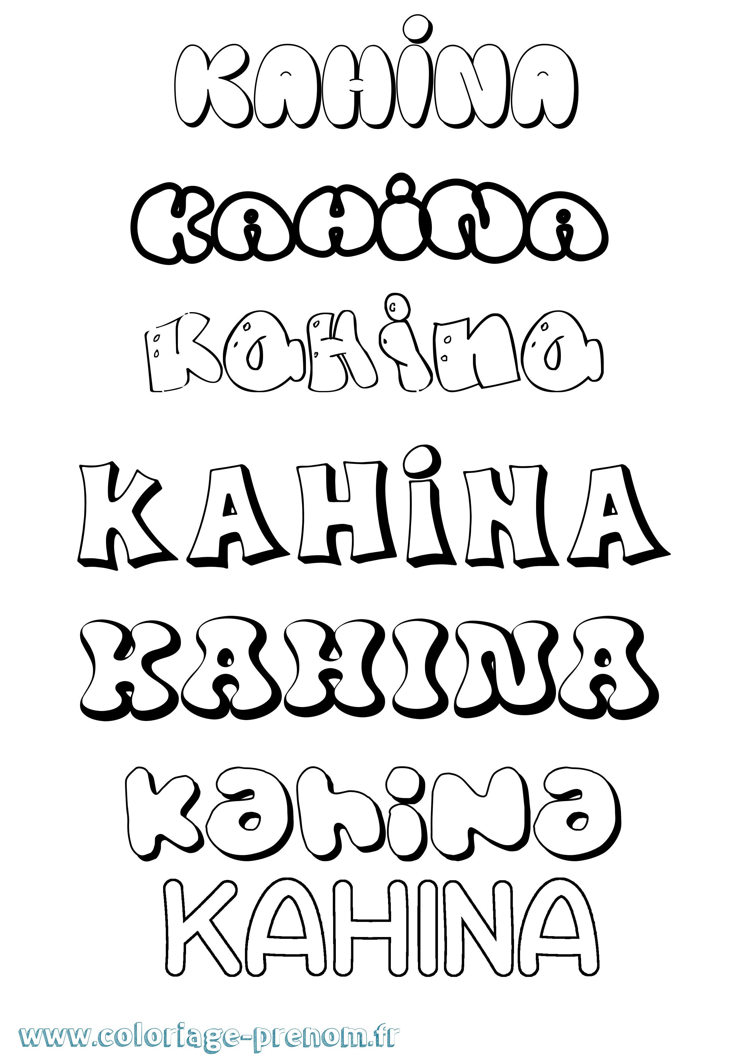 Coloriage prénom Kahina