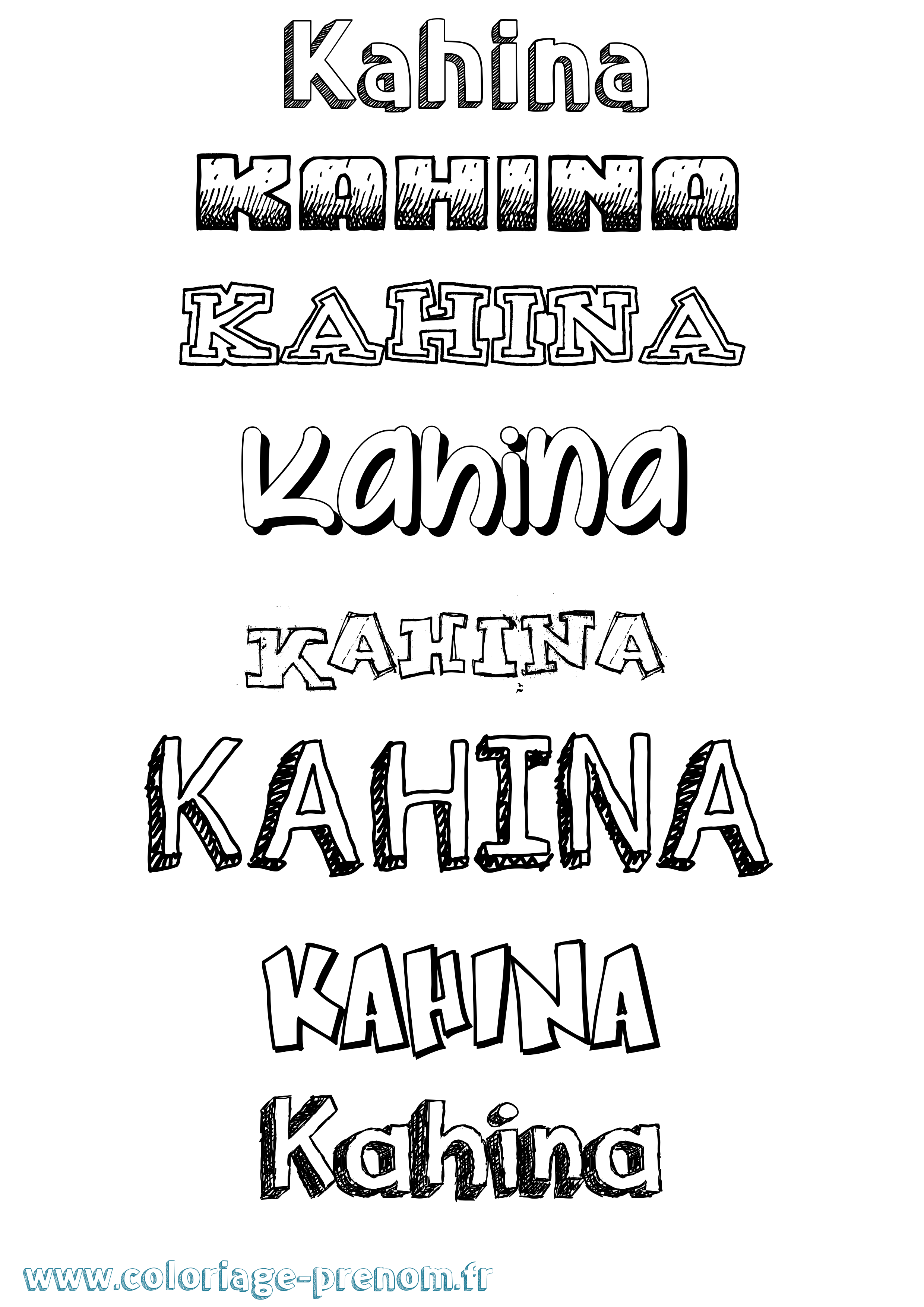 Coloriage Kahina Coloriage prénom Kahina