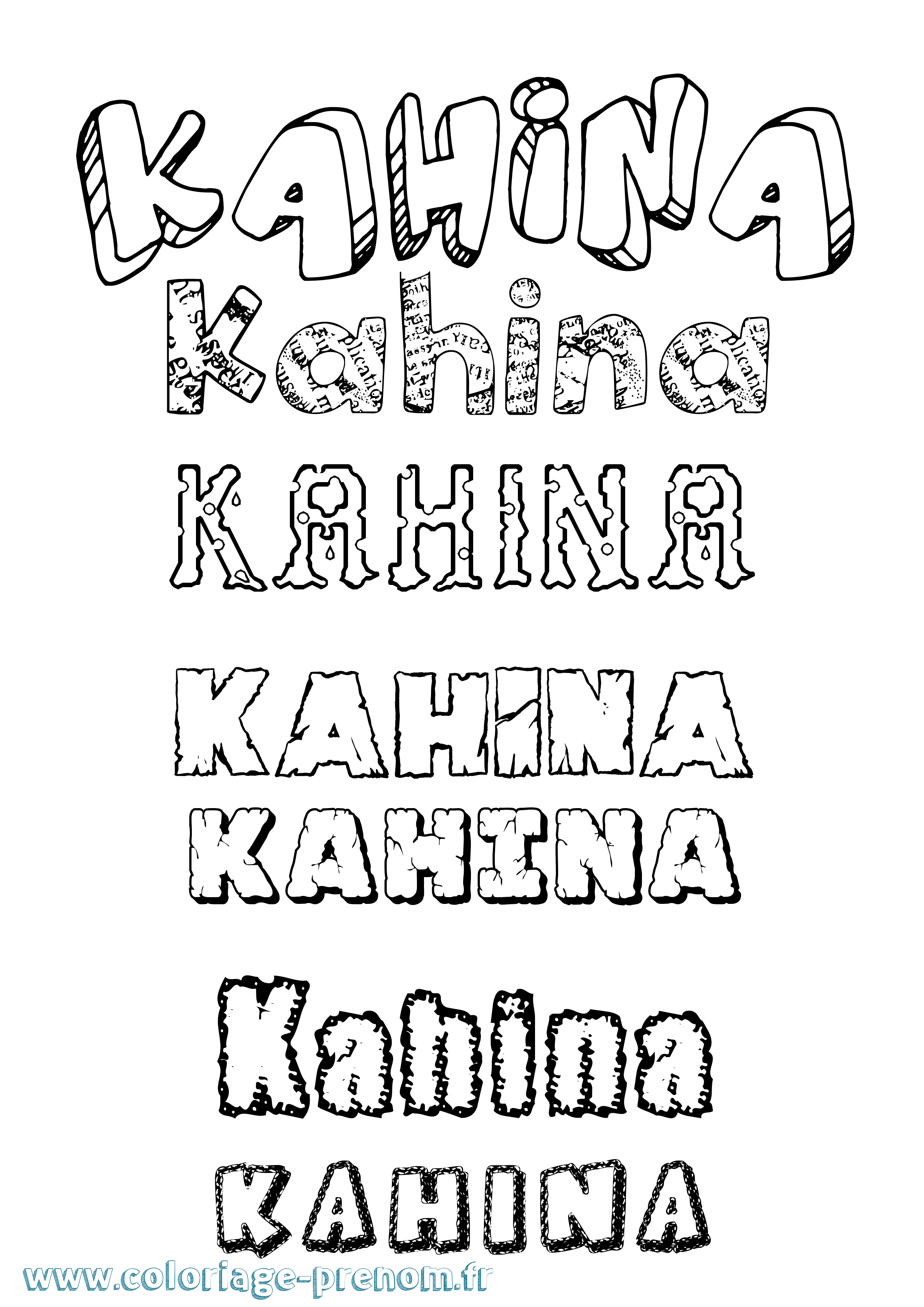Coloriage Kahina Coloriage prénom Kahina