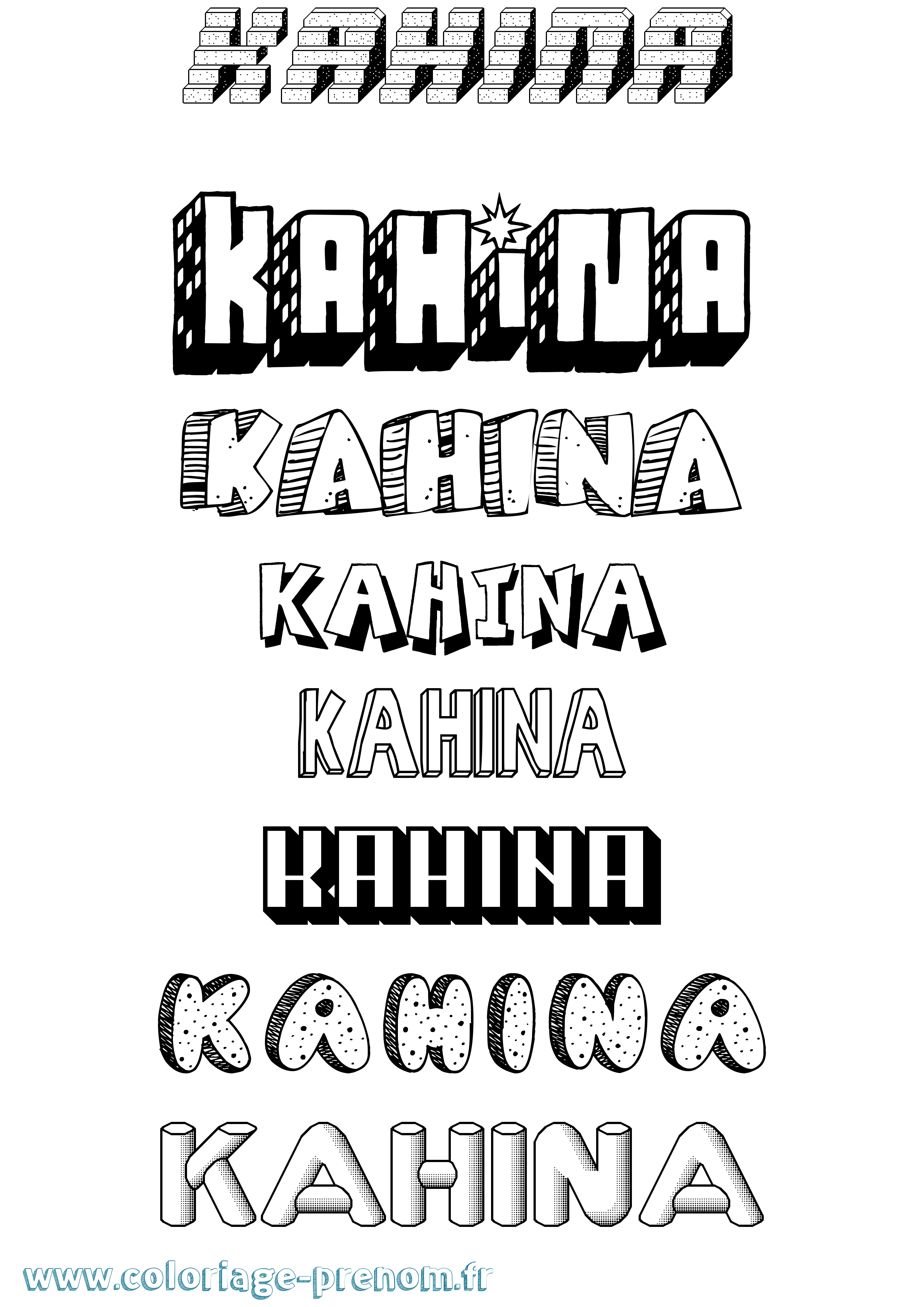 Coloriage Kahina Coloriage prénom Kahina