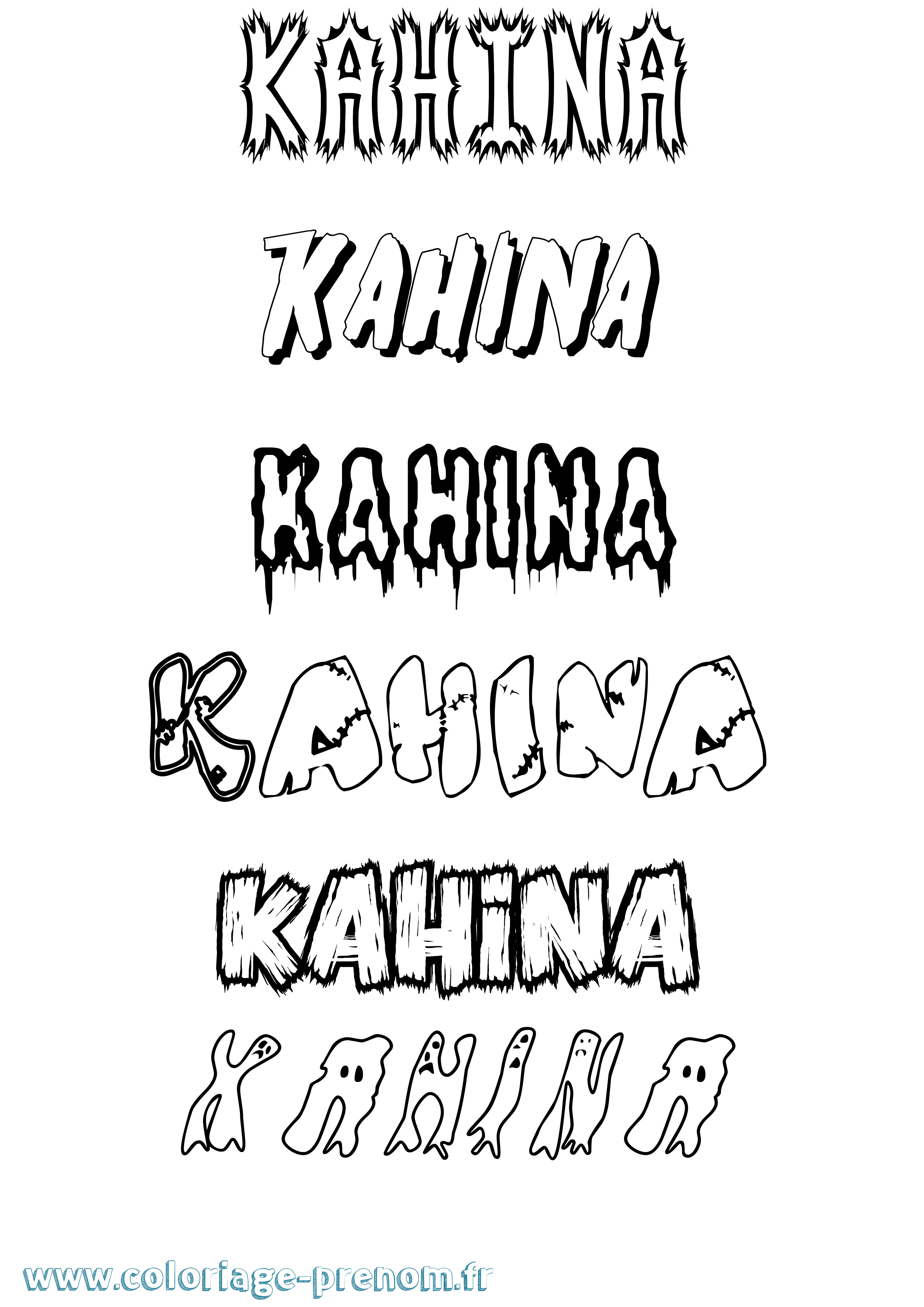 Coloriage Kahina Coloriage prénom Kahina