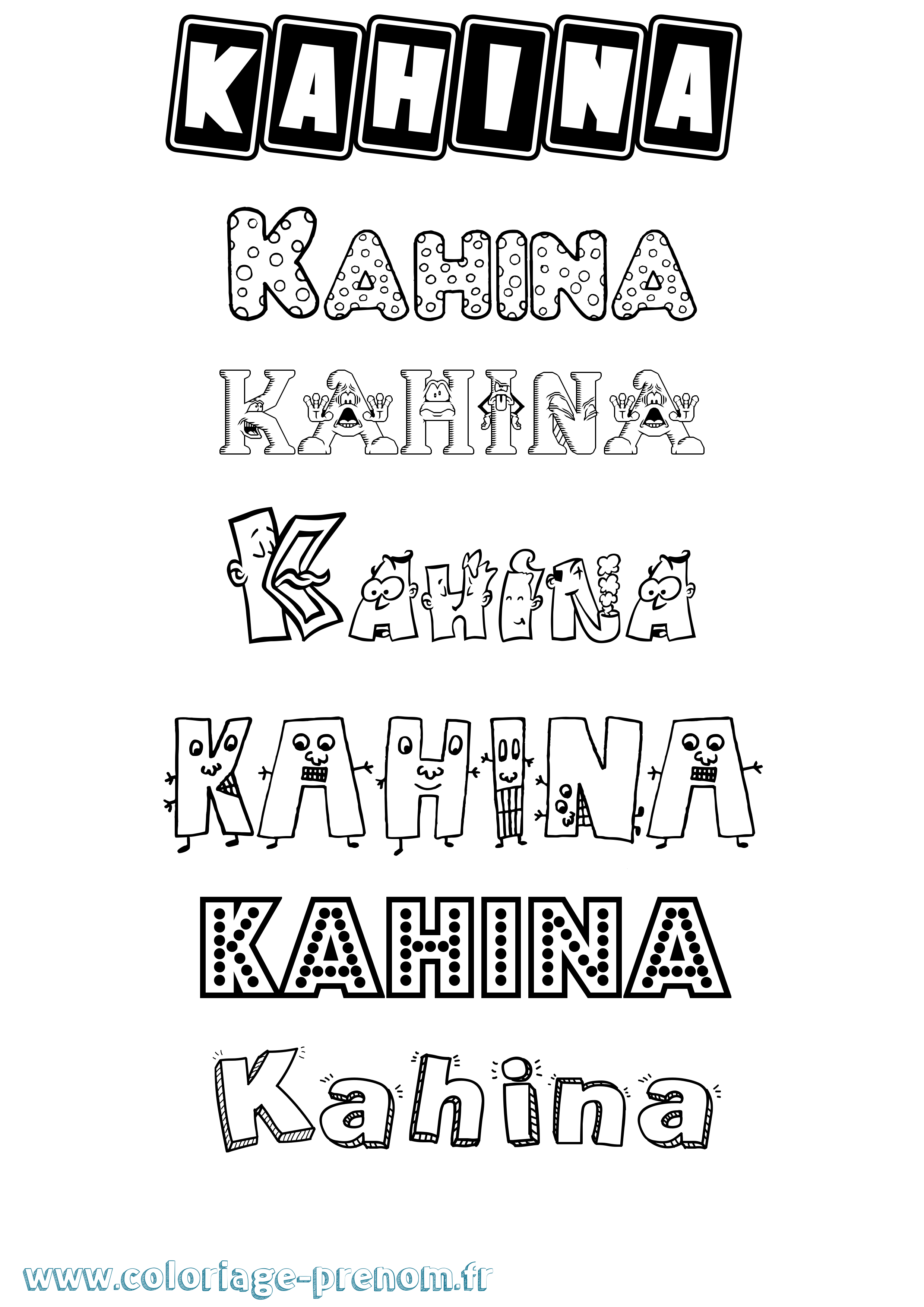Coloriage Kahina Coloriage prénom Kahina