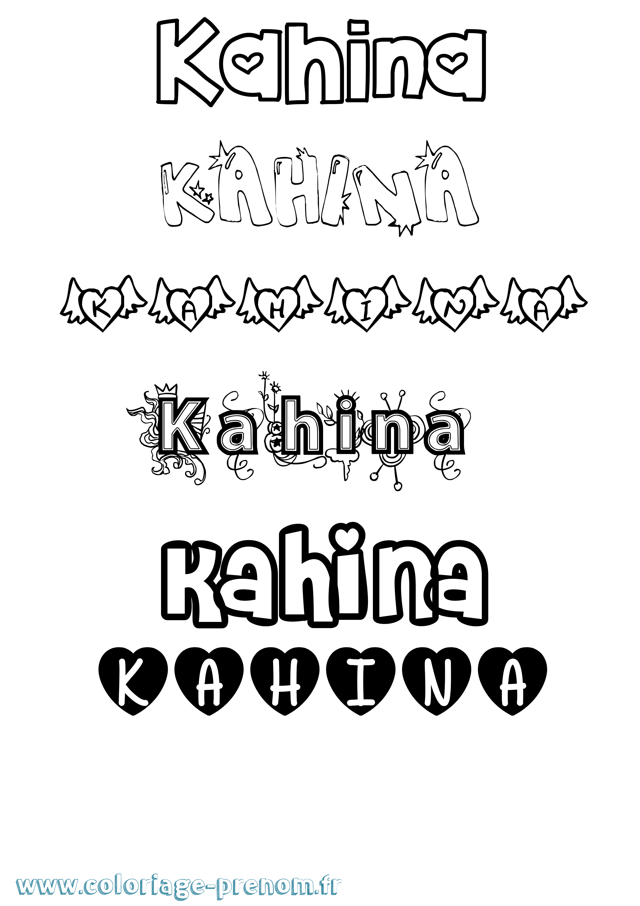 Coloriage Kahina Coloriage prénom Kahina