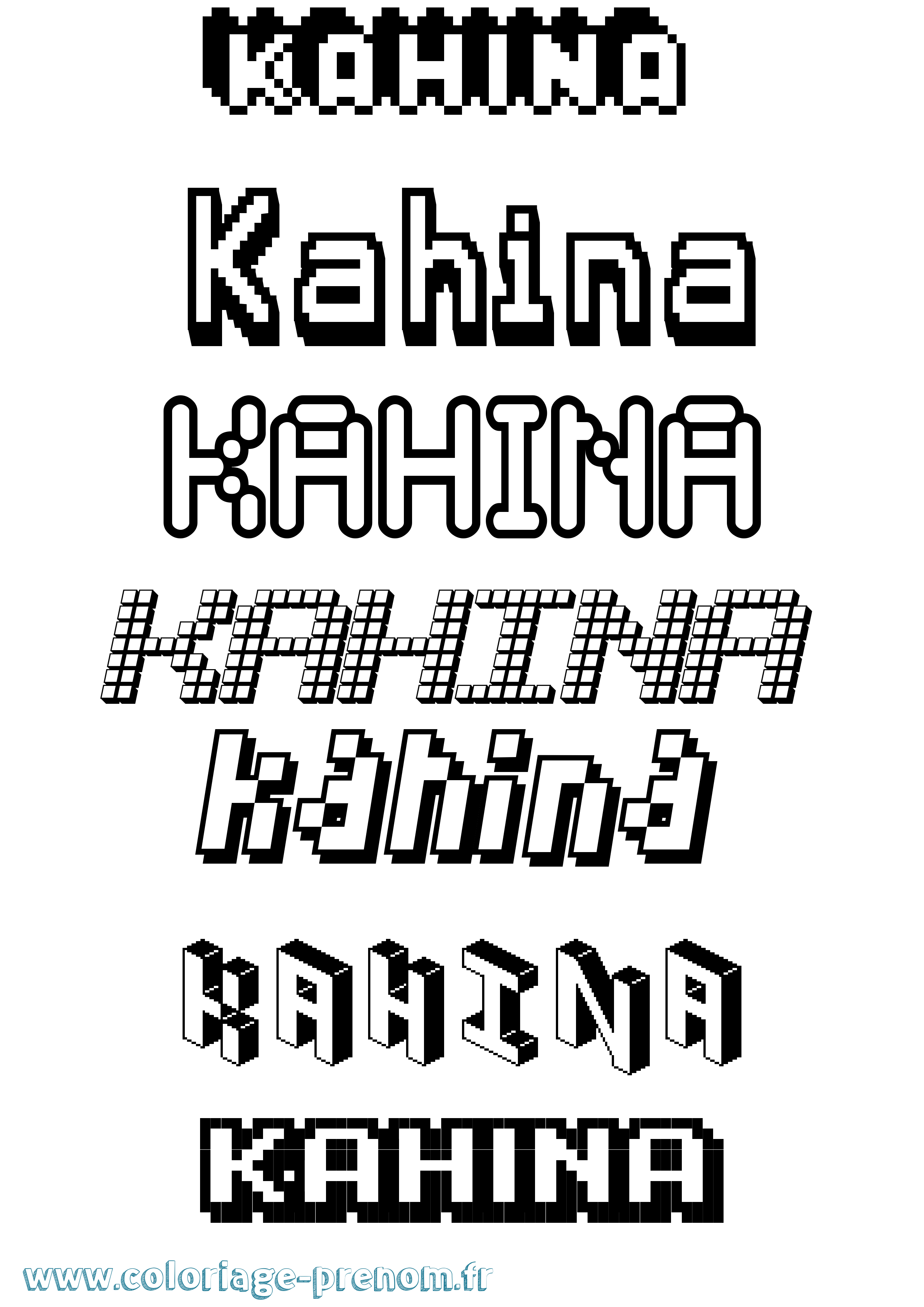 Coloriage Kahina Coloriage prénom Kahina
