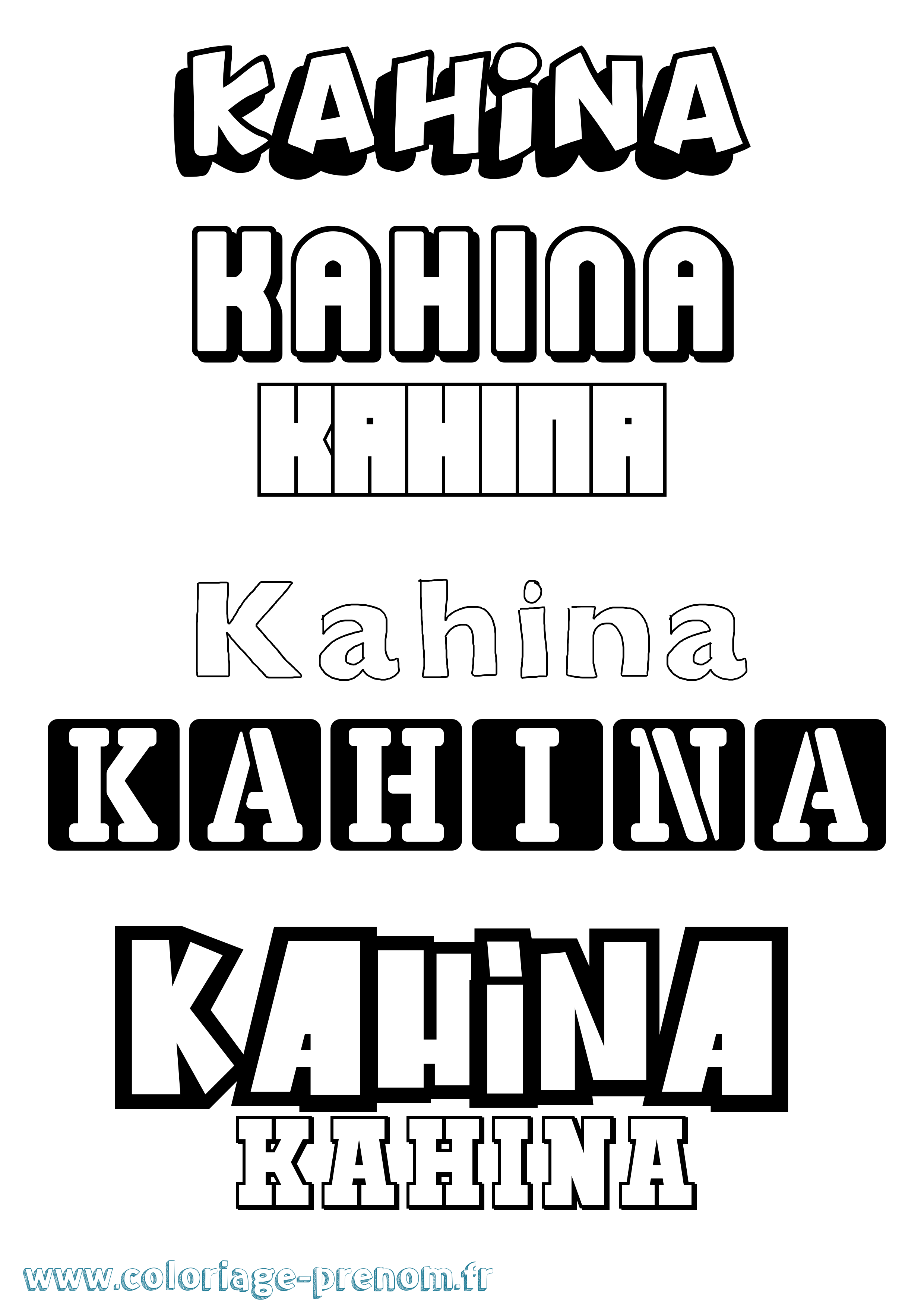 Coloriage Kahina Coloriage prénom Kahina