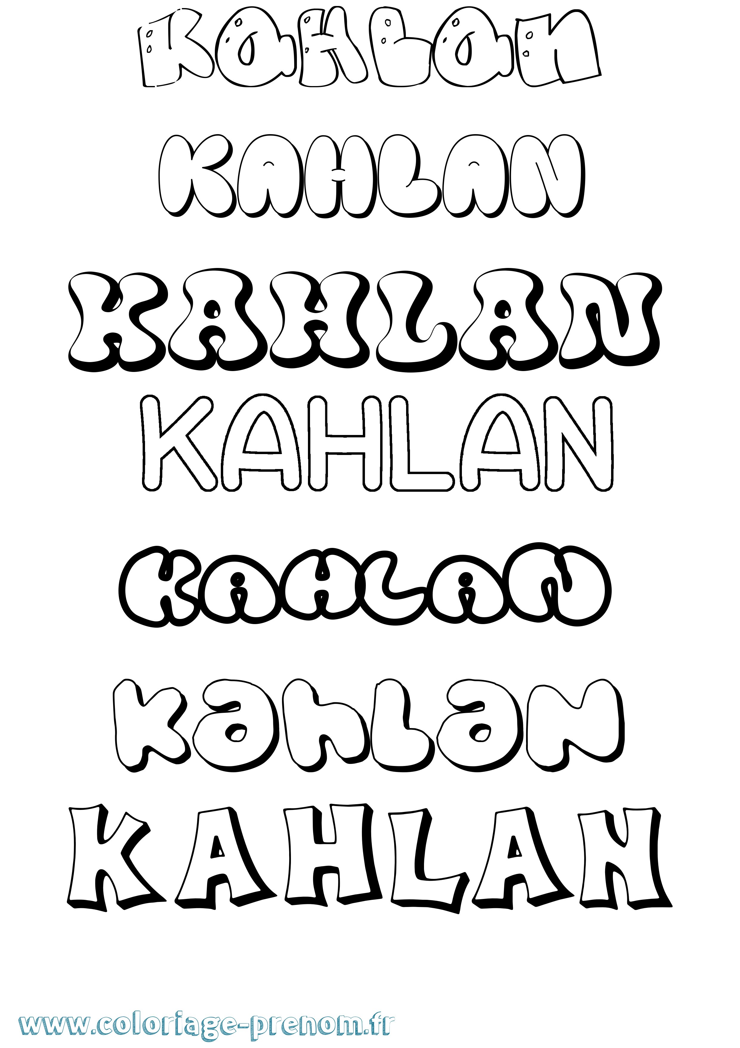 Coloriage prénom Kahlan Bubble