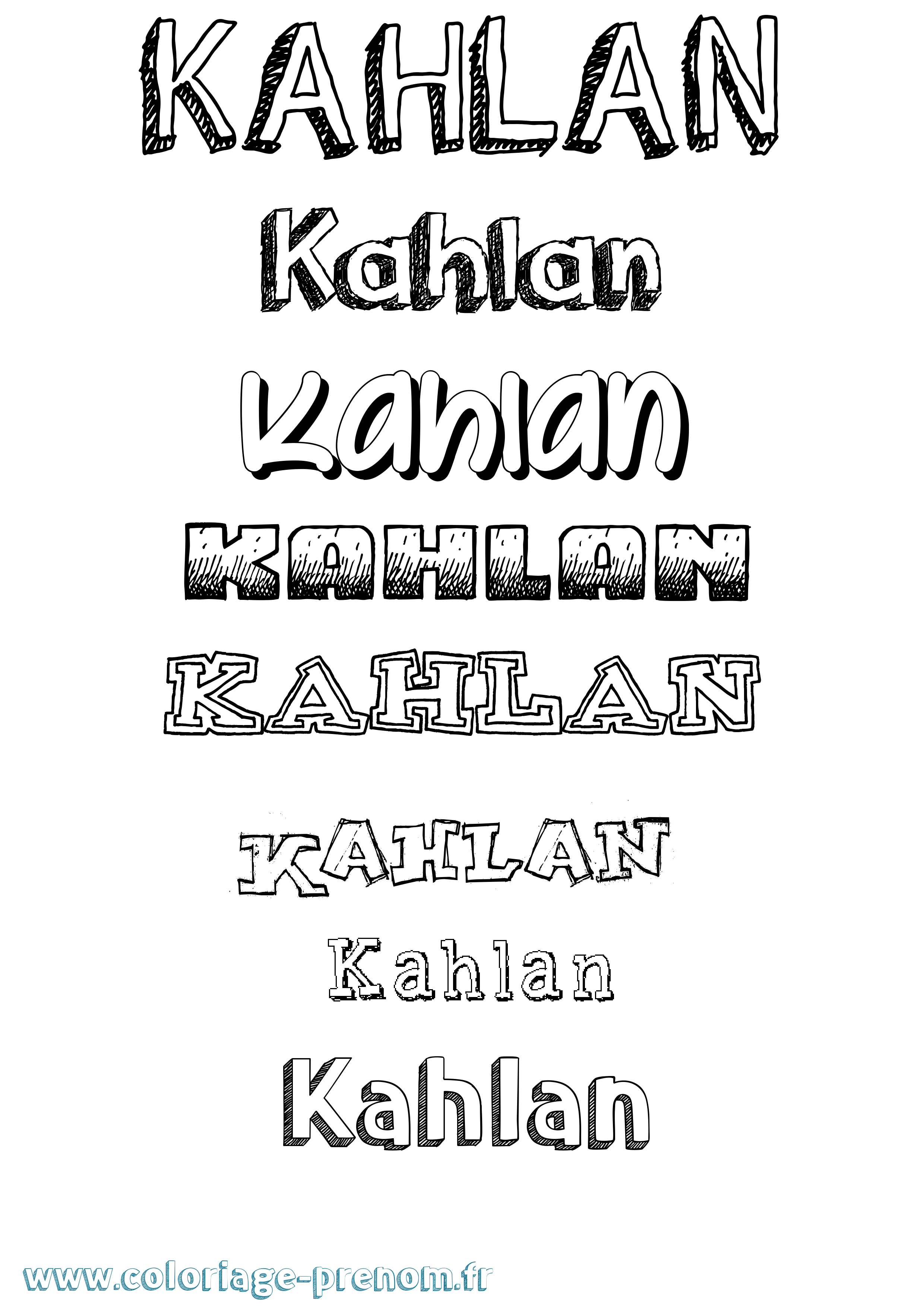 Coloriage prénom Kahlan Dessiné