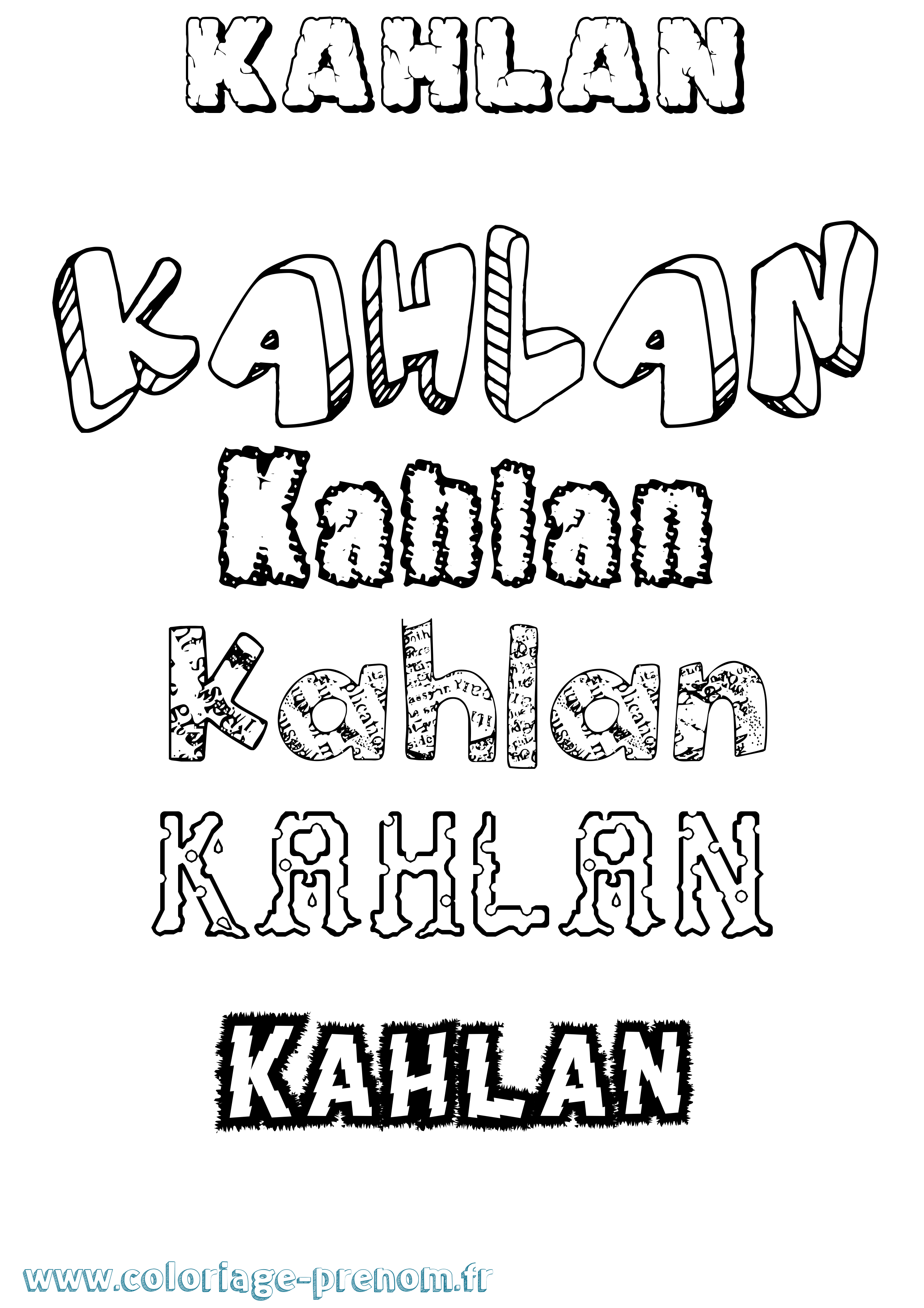 Coloriage prénom Kahlan Destructuré